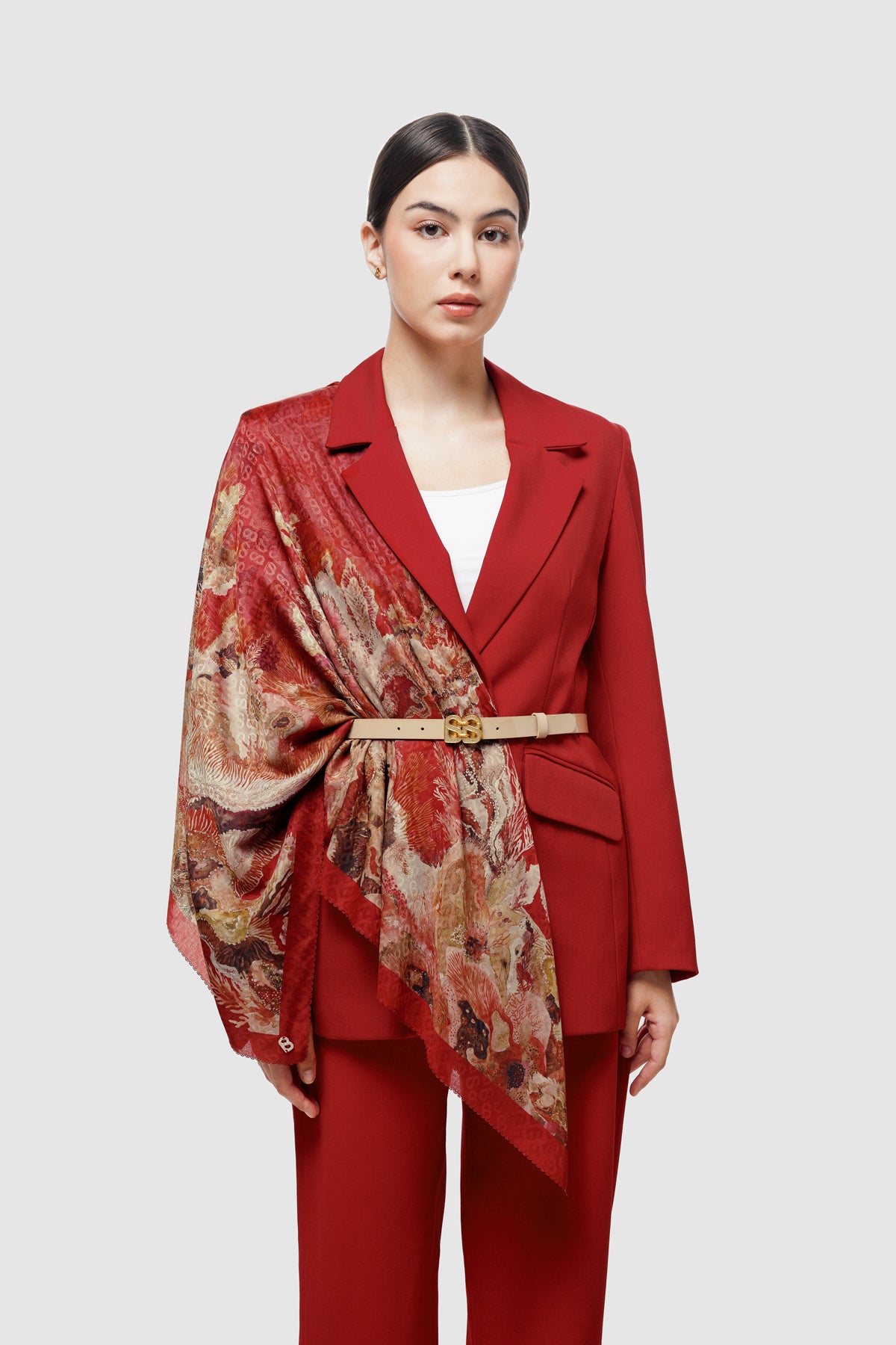 Dune Jacquard Voile Square - Crimson