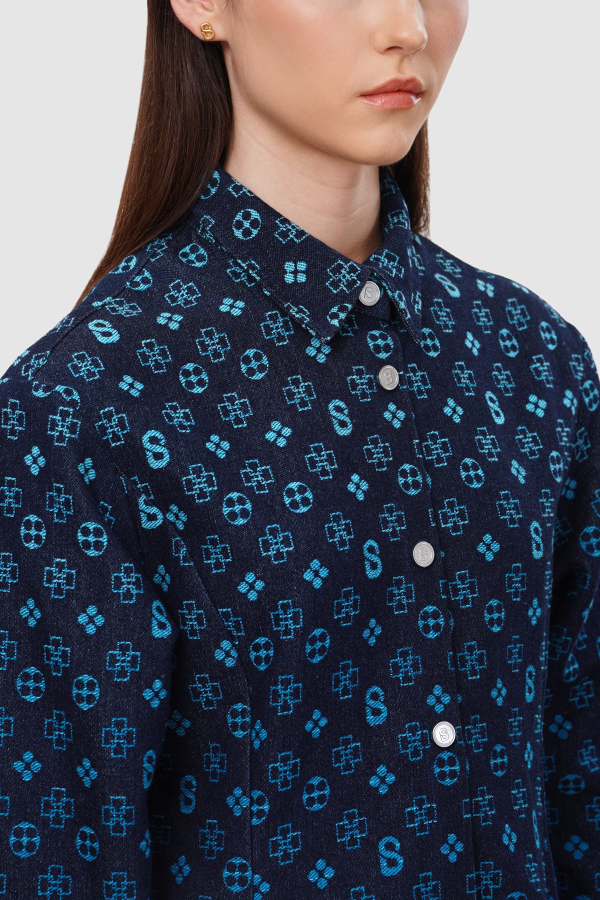 Monogram Denim Tunic - Blue