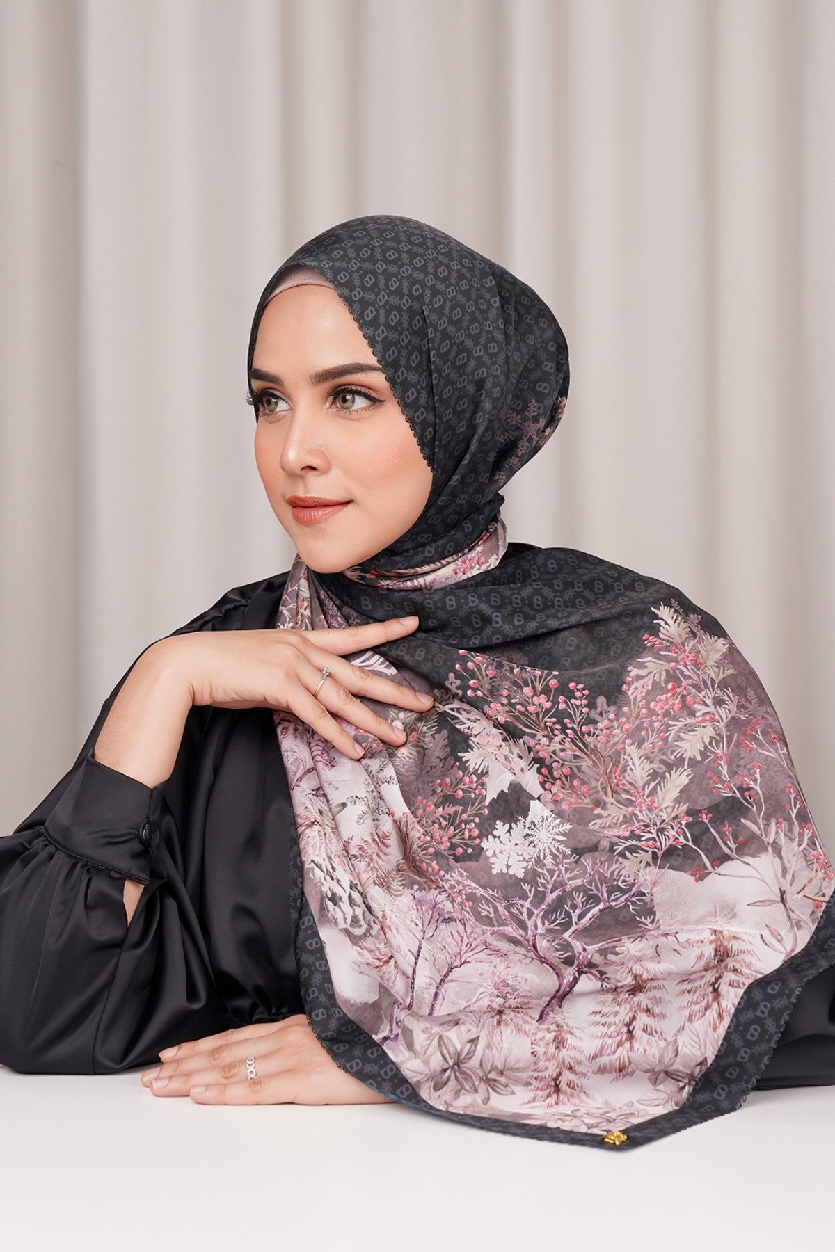 Holiday Satin Shawl - Black