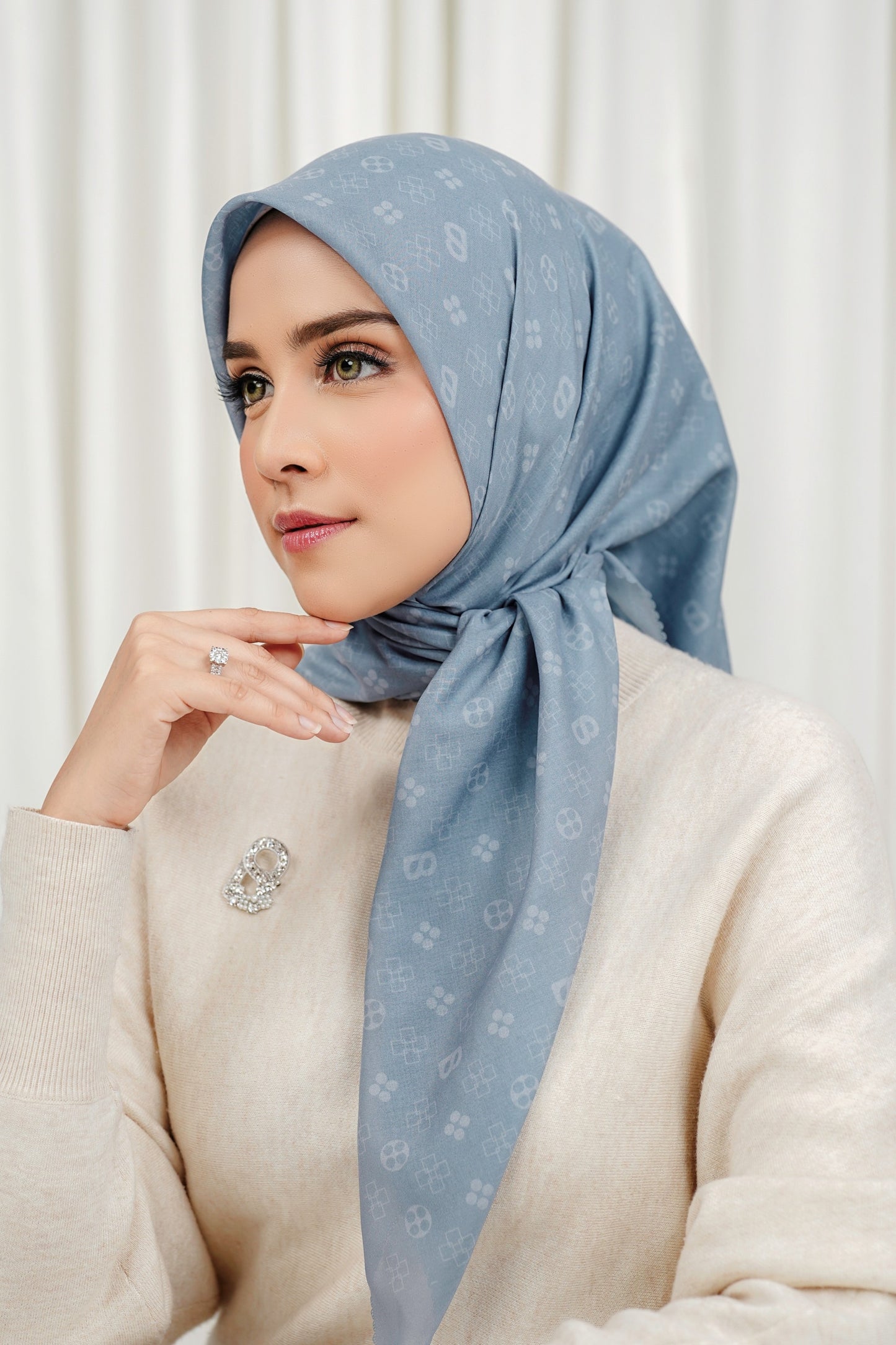 Monogram Voile Square - Blue Jasper