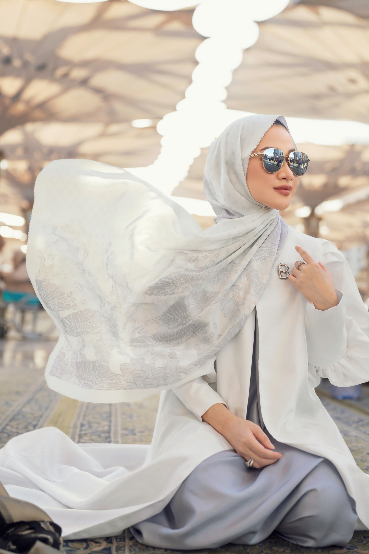 Medina 2 Satin Shawl - Serenity