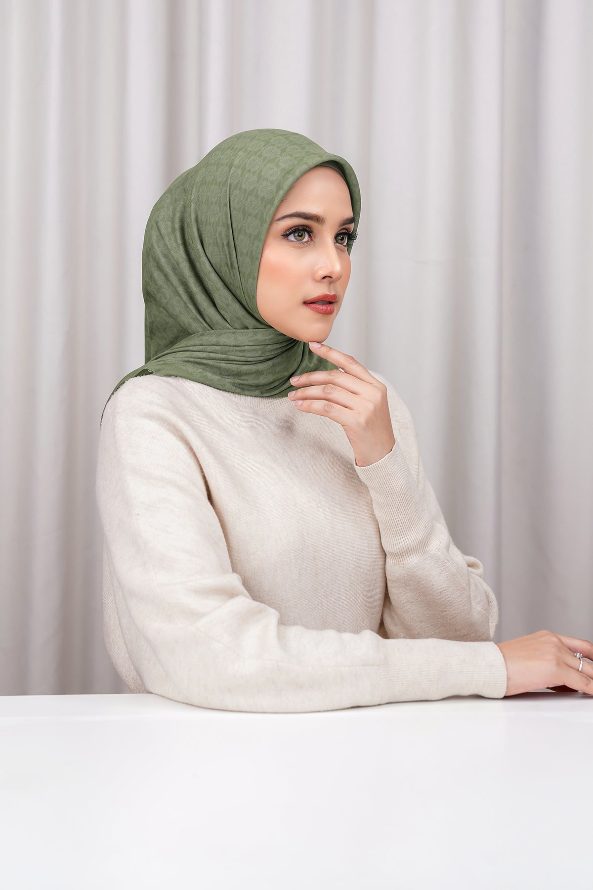 Wicker Voile Square - Fir Green