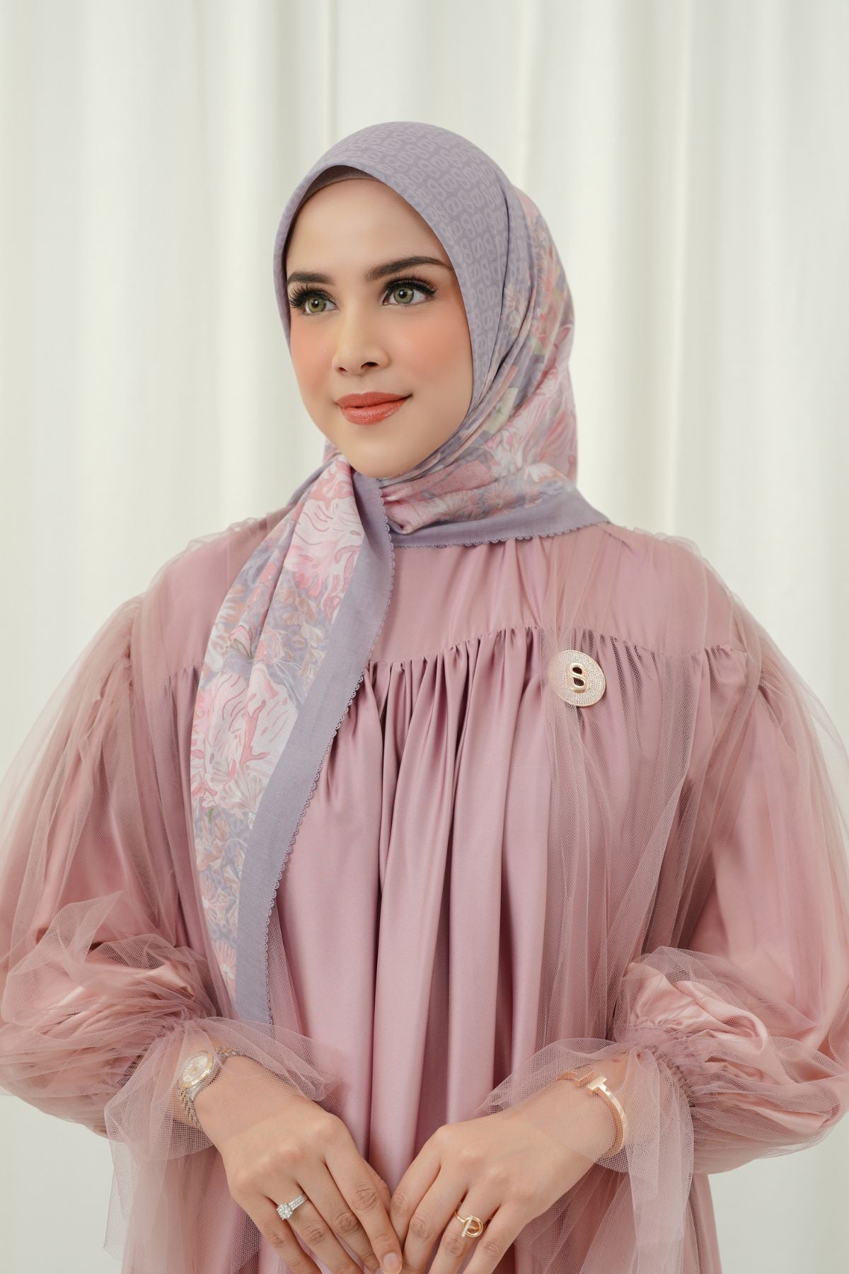 The Gardenia Satin Shawl - Bellflower – Buttonscarves Malaysia