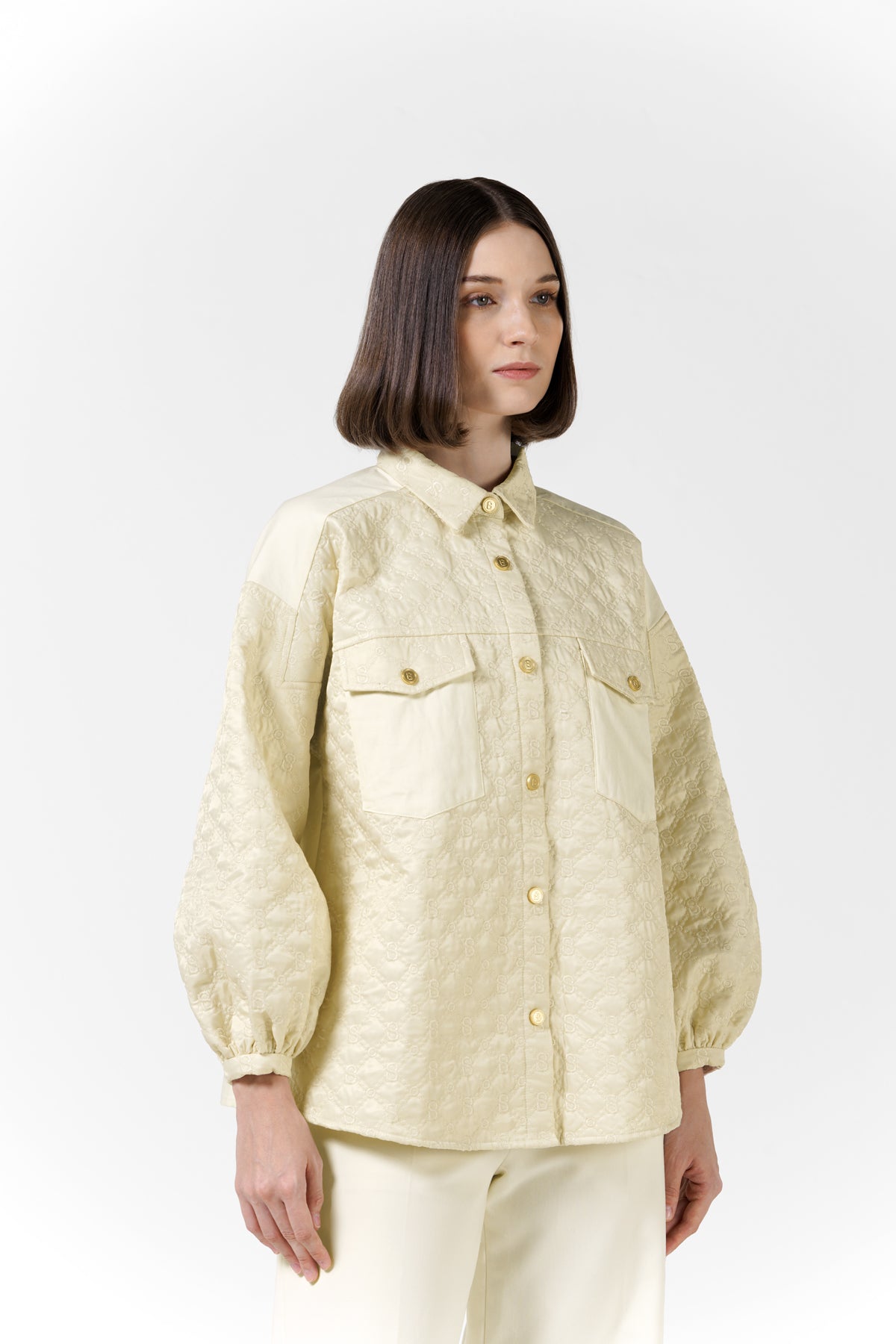 Beverly Quilted Puff Shirt - Cream