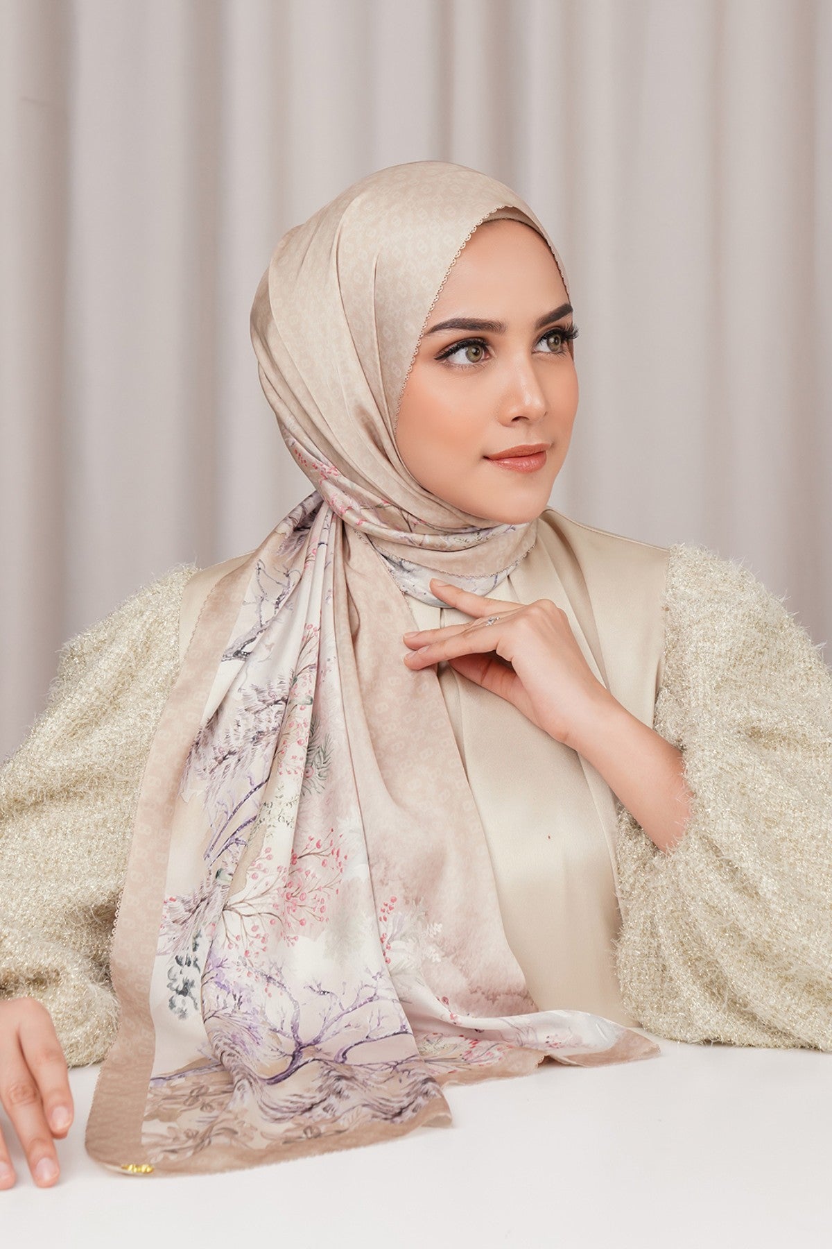 Holiday Satin Shawl - Clay