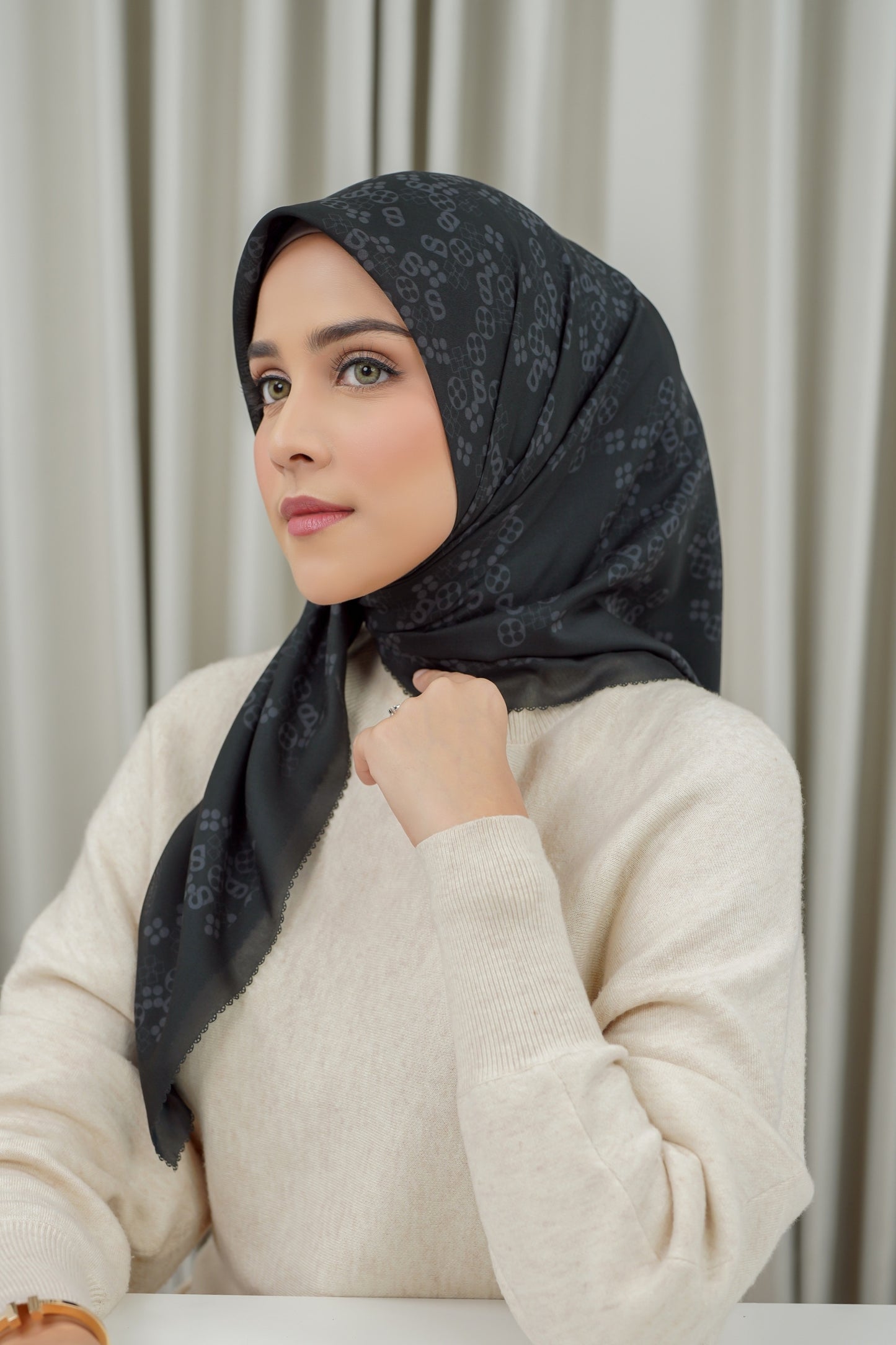 Monogram Scramble Voile Square - Ink