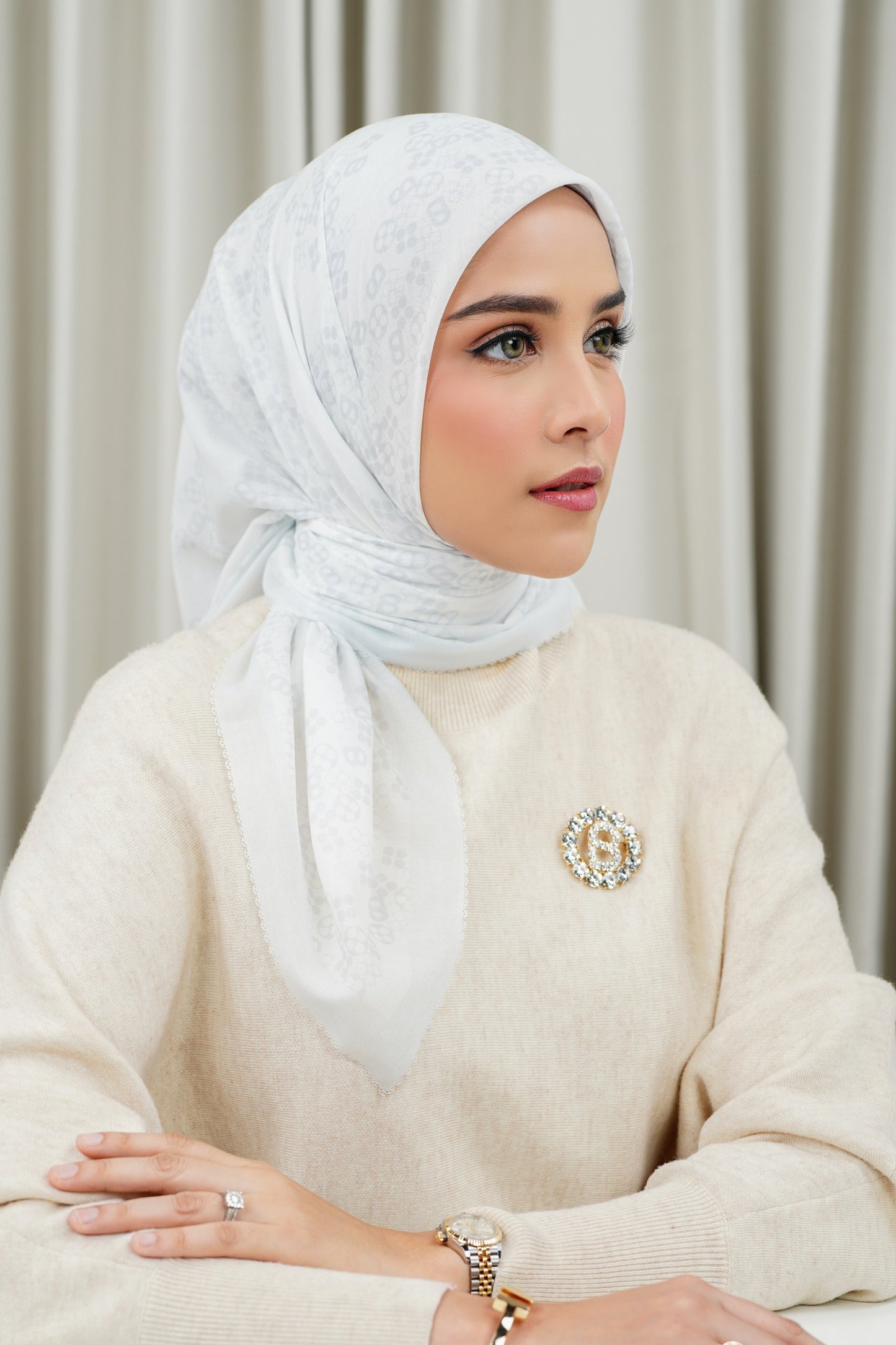 Monogram Scramble Voile Square - Lucent White