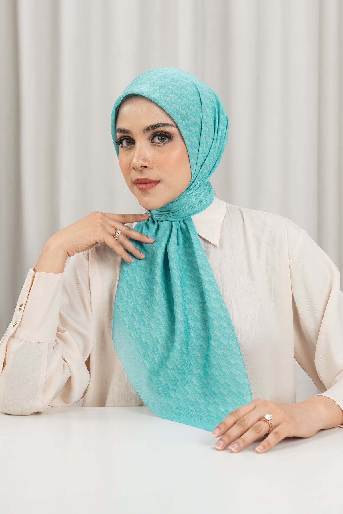 Leena Monogram Square - Marine Blue