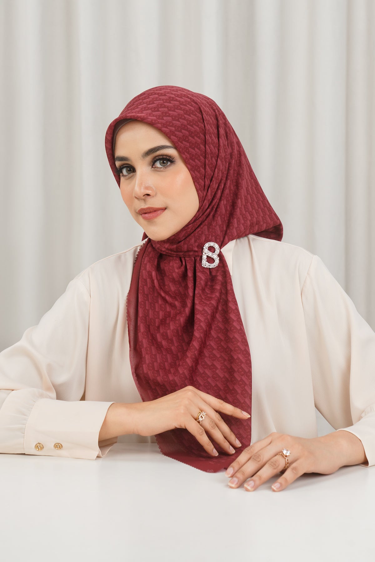 Leena Monogram Square - Red Dahlia