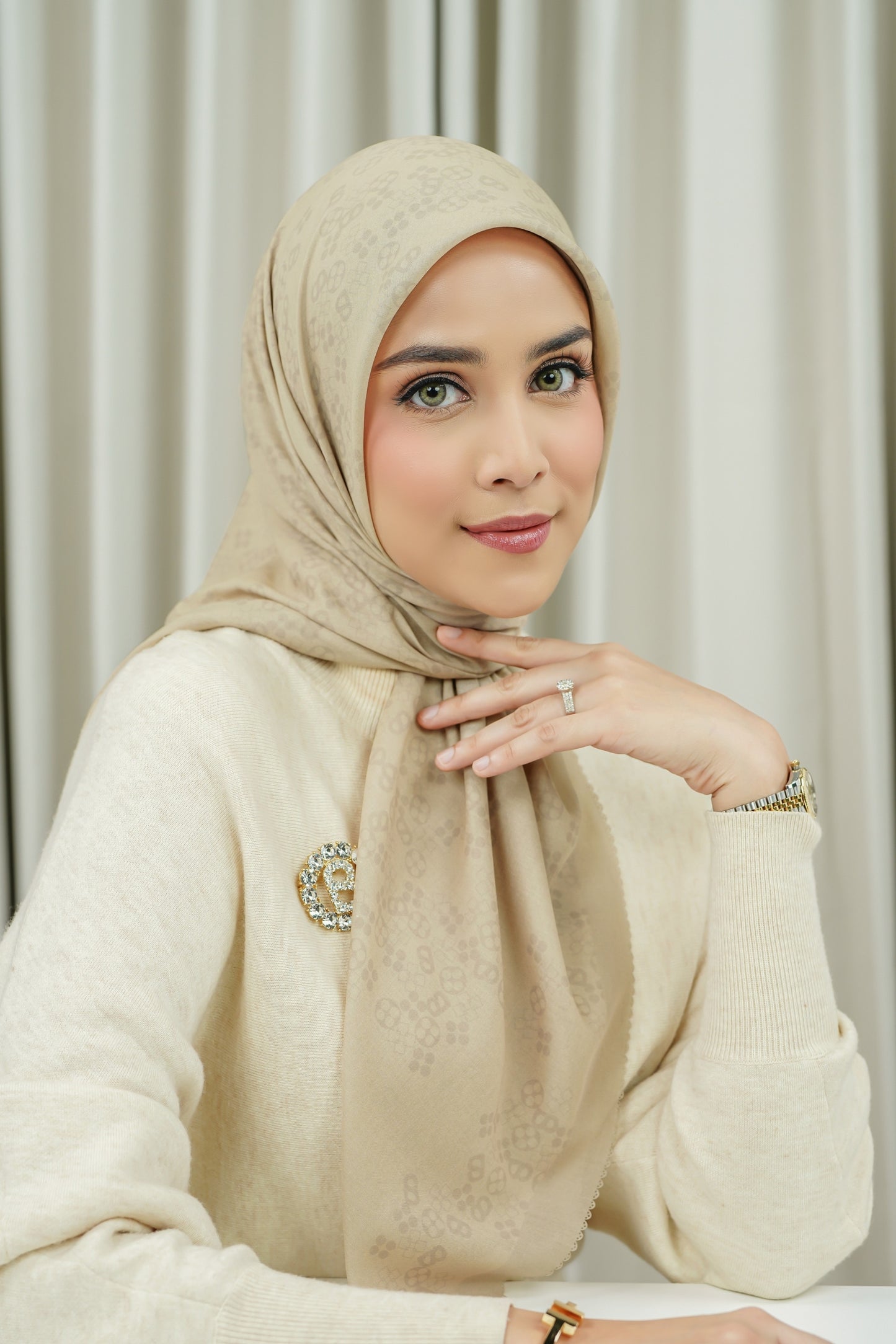 Monogram Scramble Voile Square - Oat