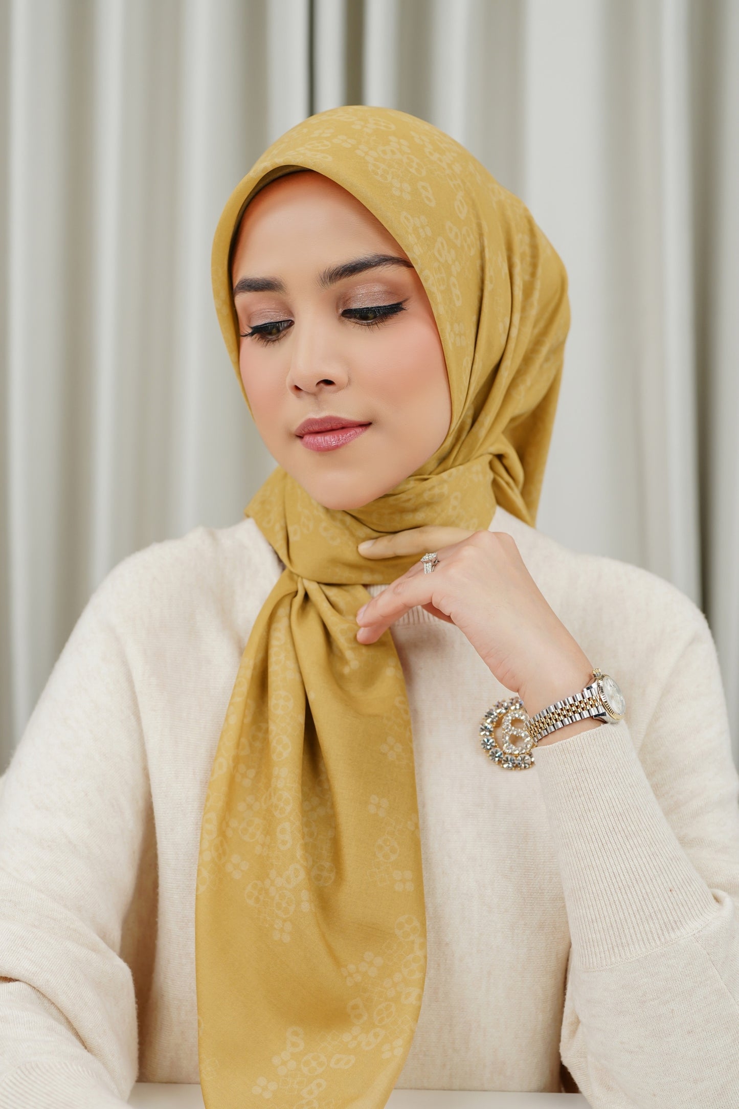 Monogram Scramble Voile Square - Ochre