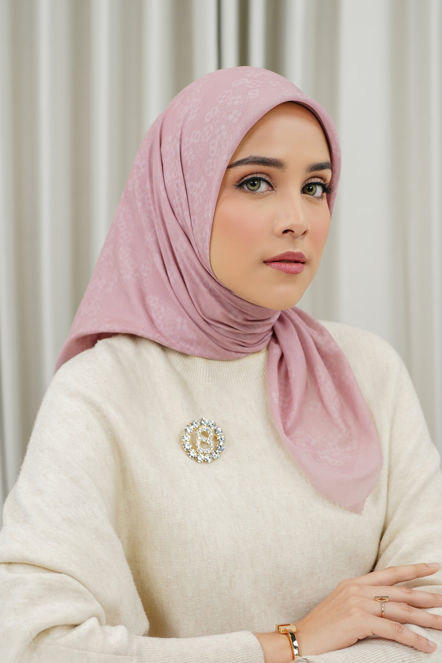 Monogram Scramble Voile Square - Peony