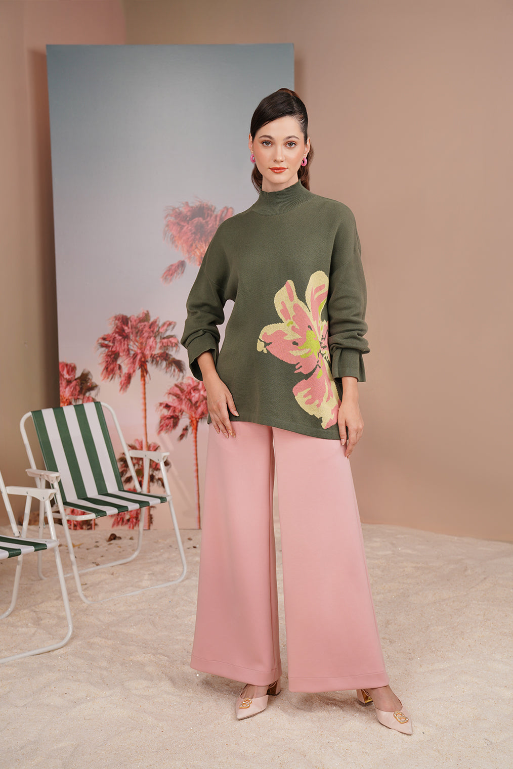 Buttonscarves x Jovian Paradiso Penelope Knitted Jumper In Forest Green