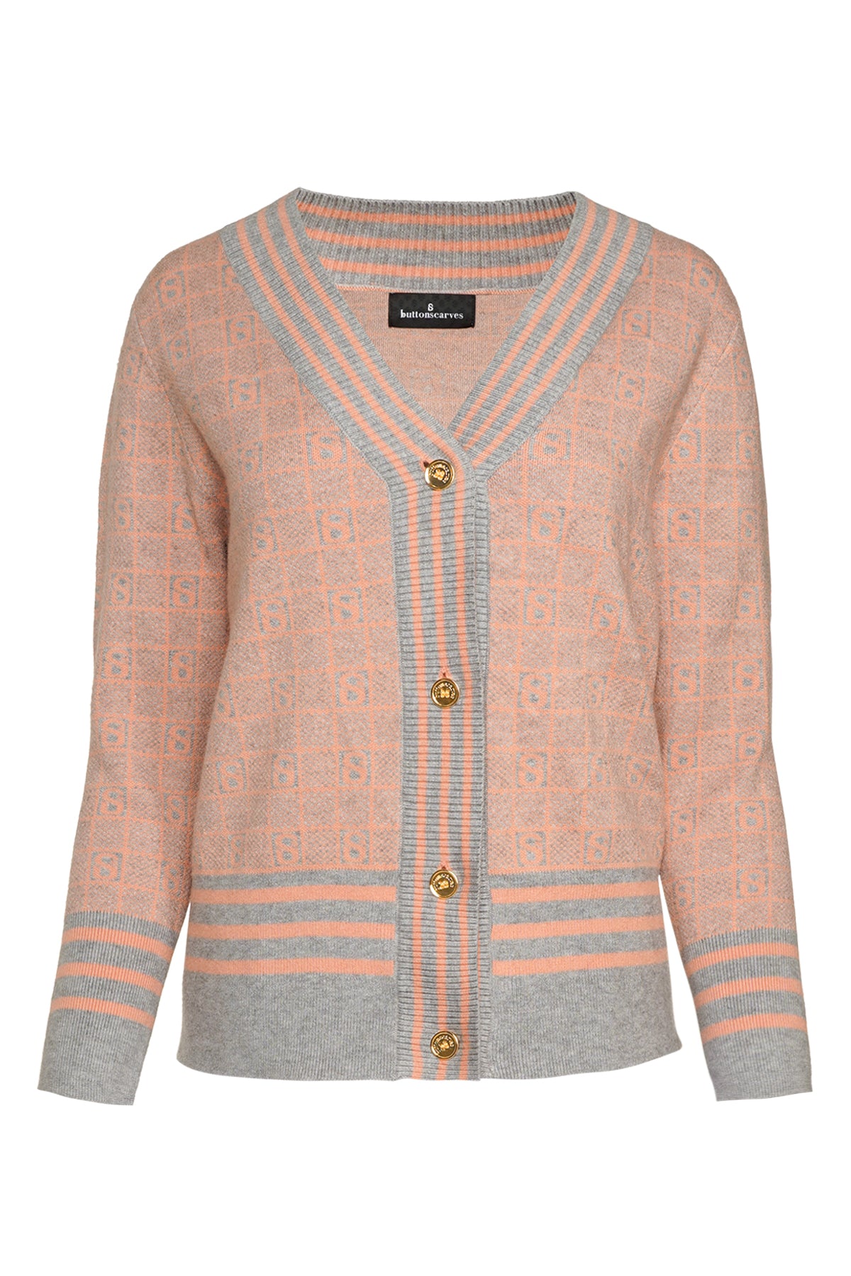 Plaid Crop Cardigan - Peach