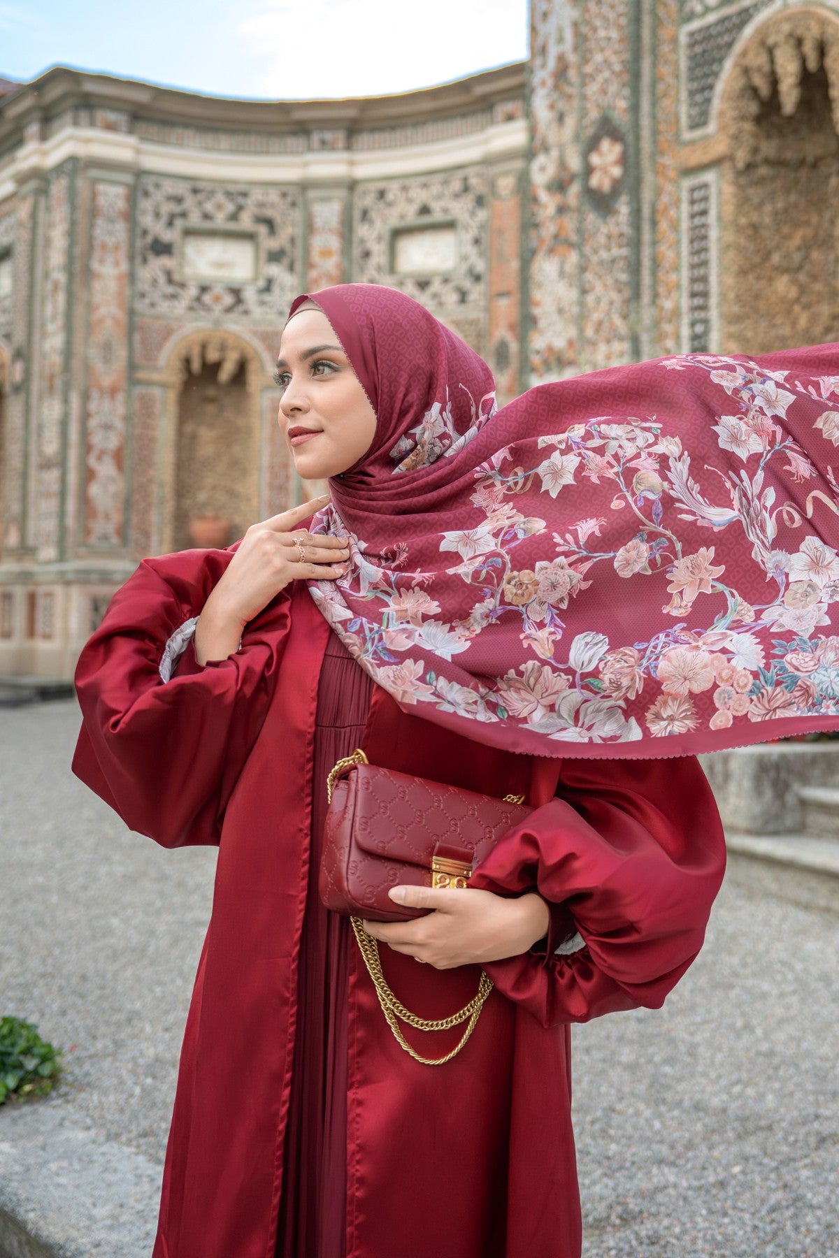 Farra Satin Shawl - Poppy