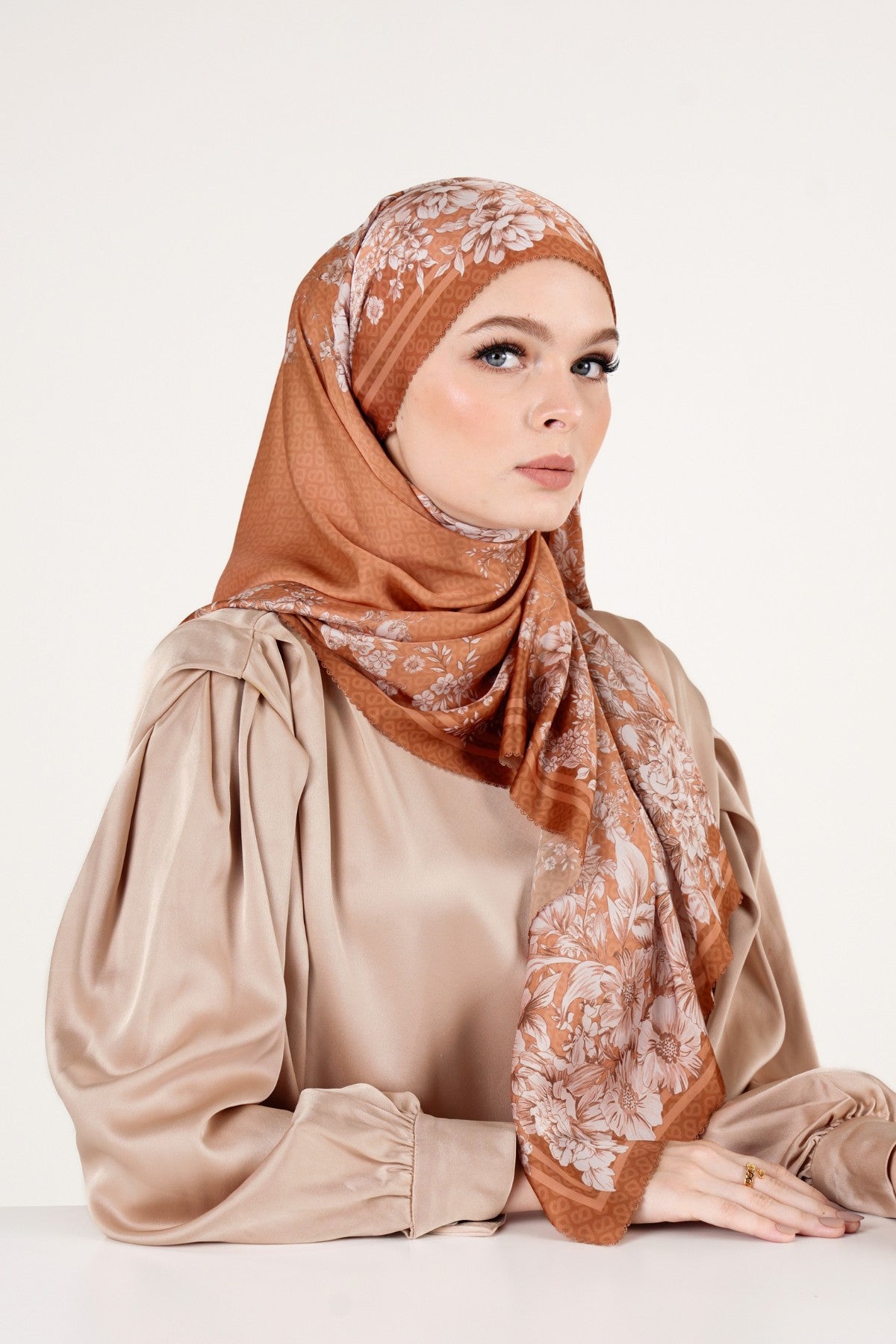 Florescent Satin Shawl - Squash