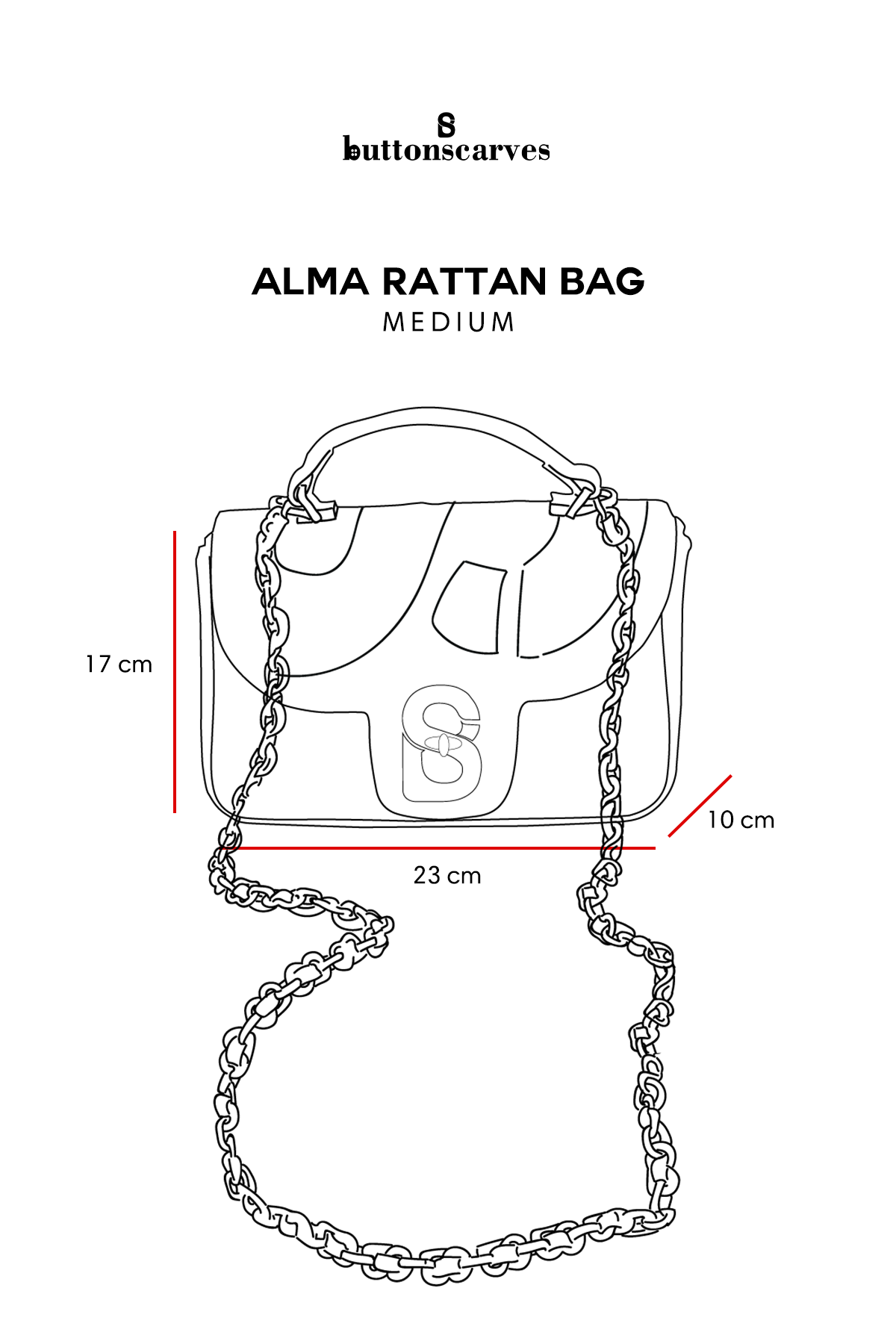Alma Rattan Bag Medium - Black