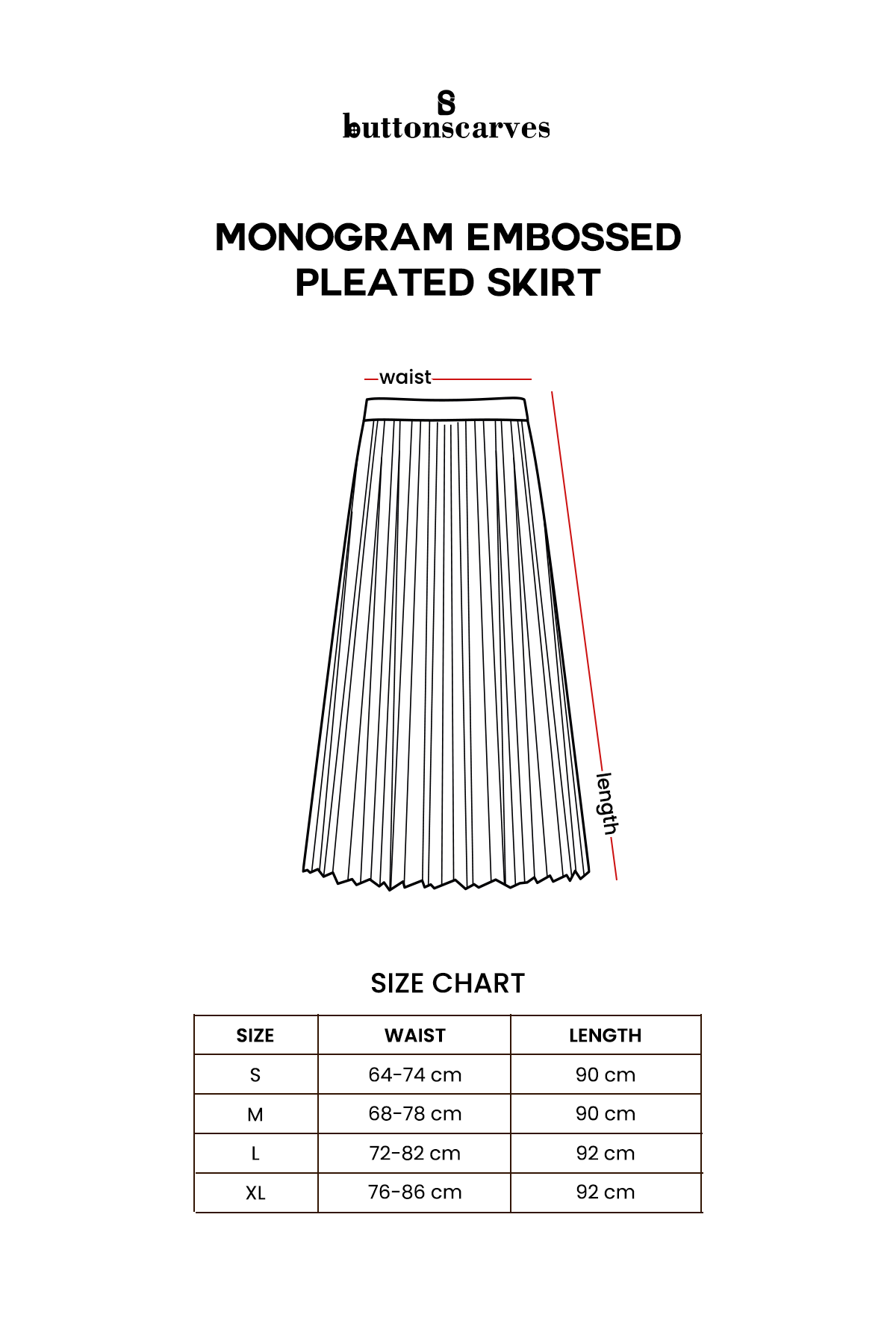 Monogram Embossed Pleated Skirt - Red