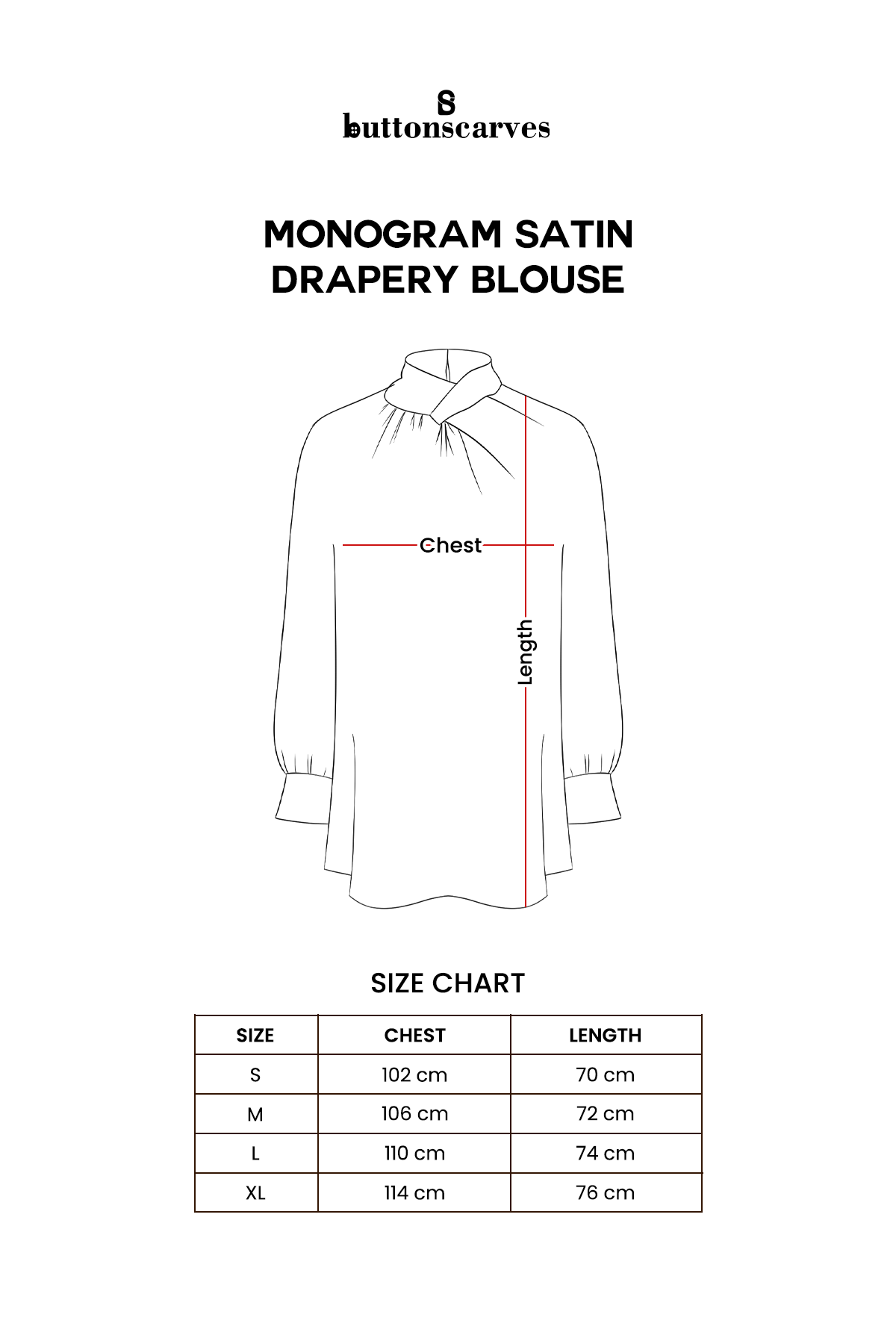 Monogram Satin Drapery Blouse - Navy