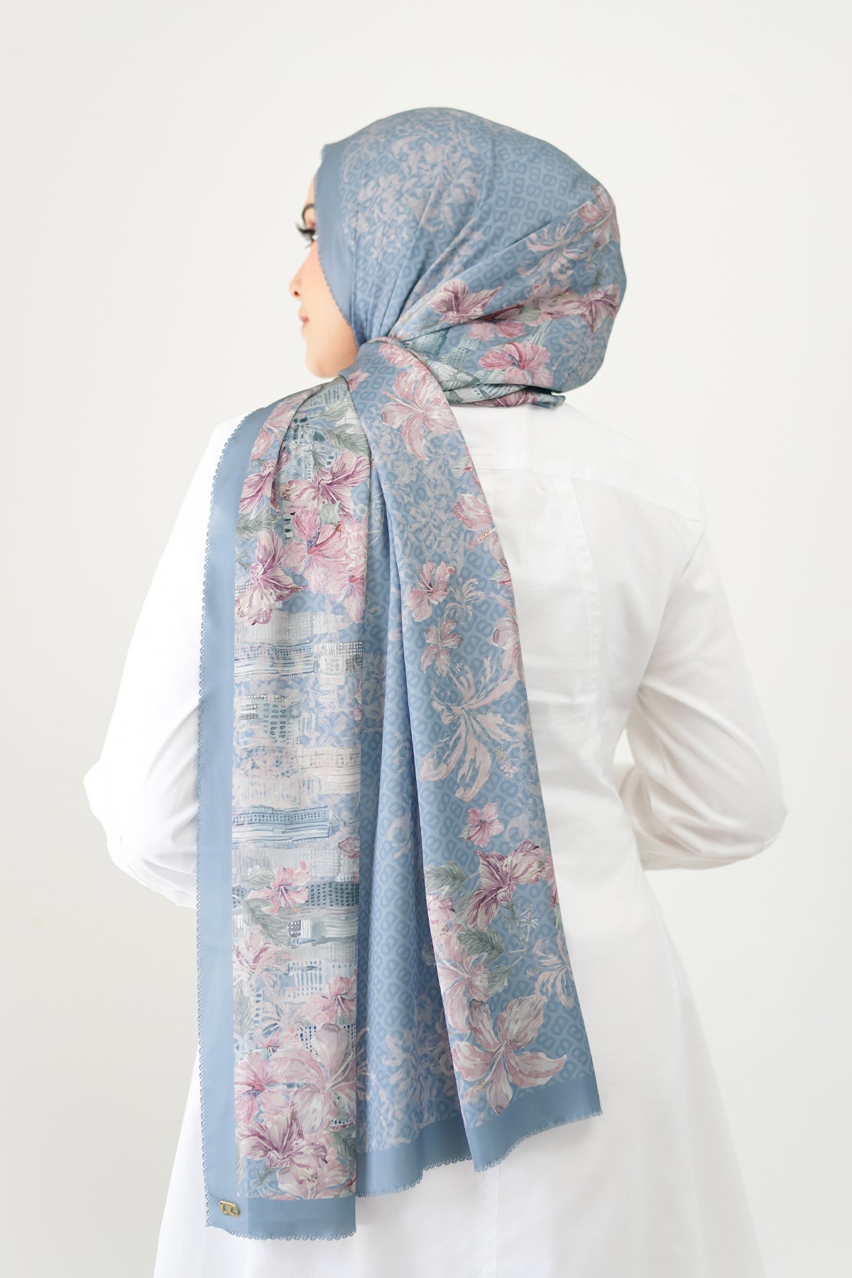 The Malaya Satin Shawl - Sky