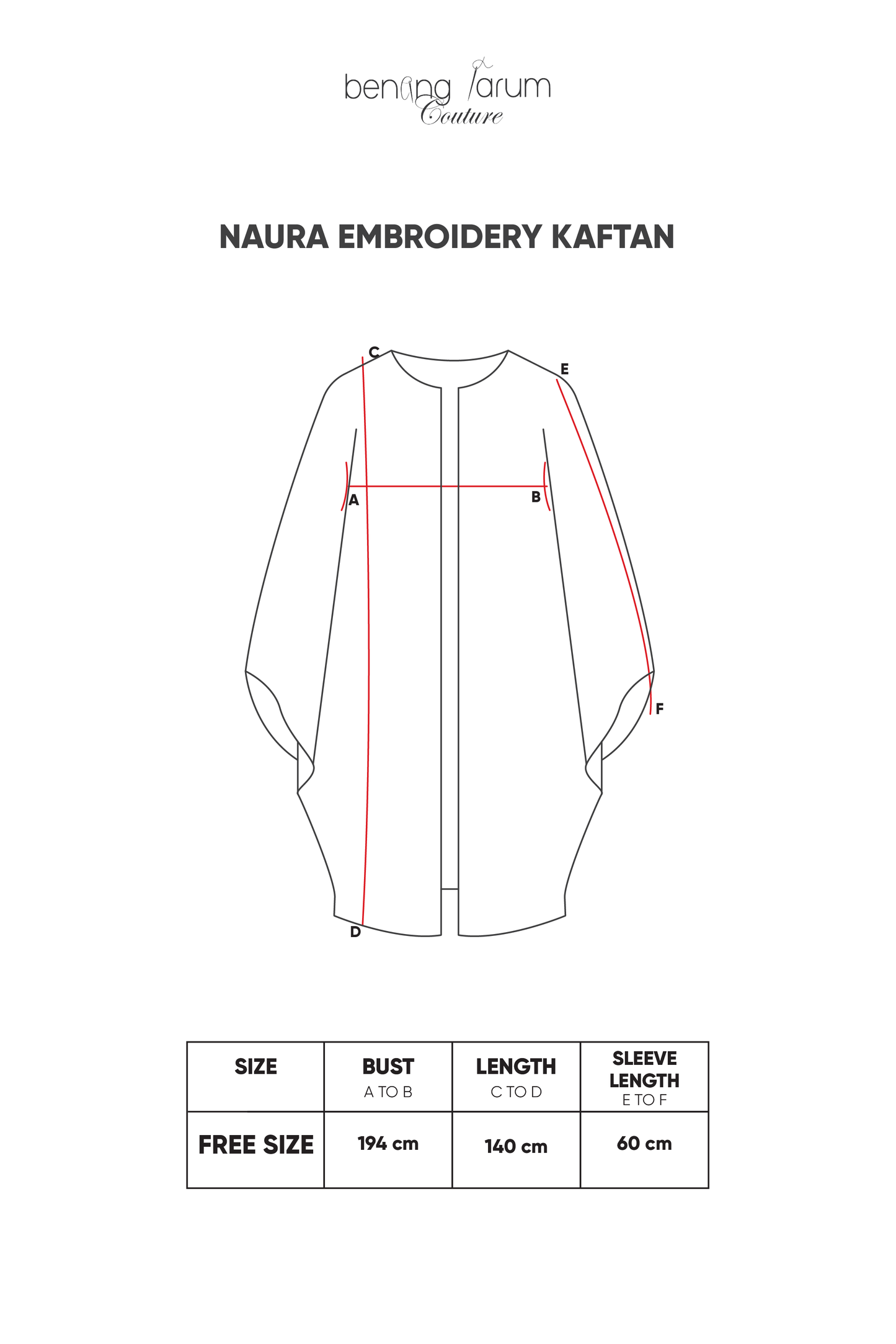 Naura Embroidery Kaftan - Cream