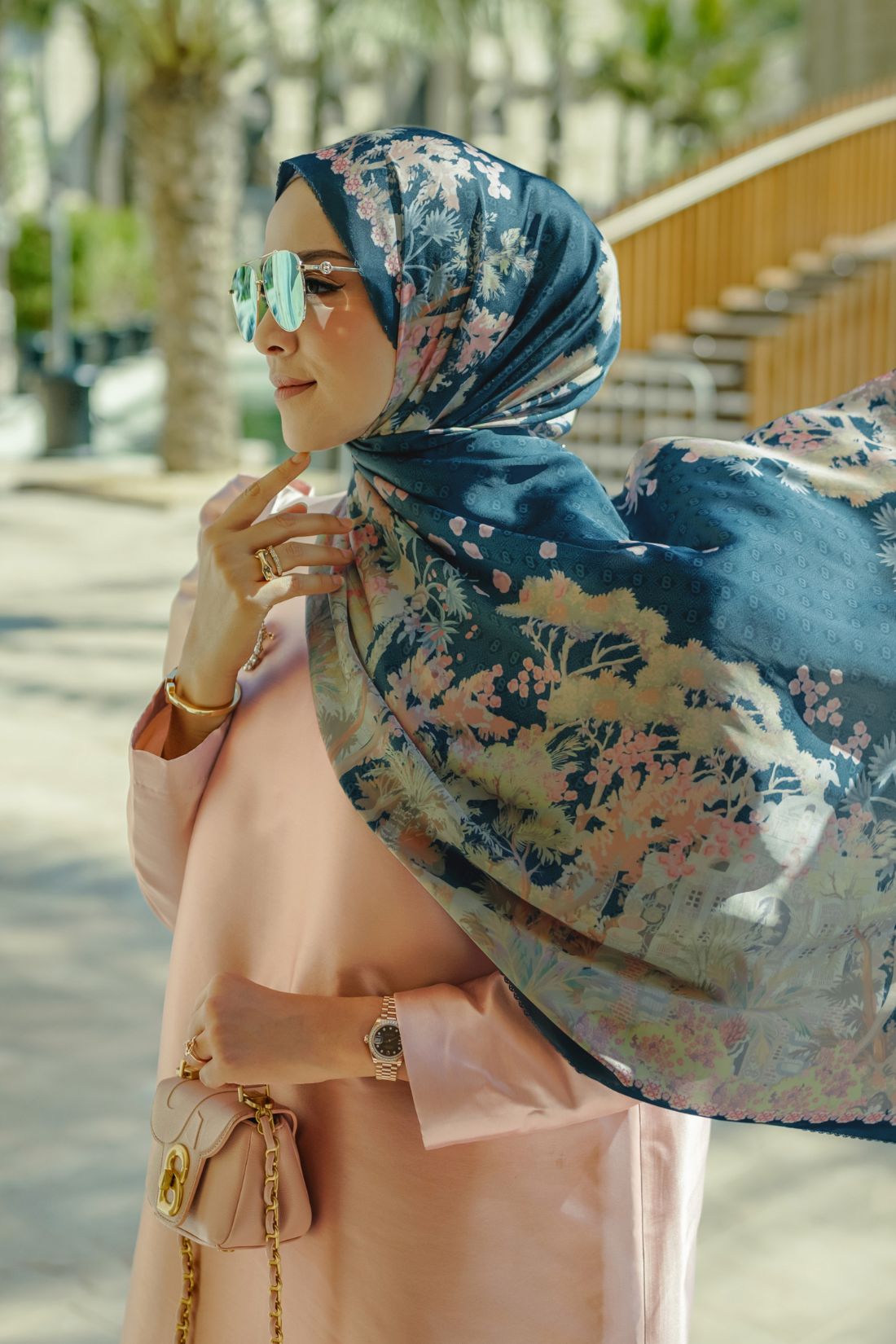 Al Qasr Satin Shawl - Oasis
