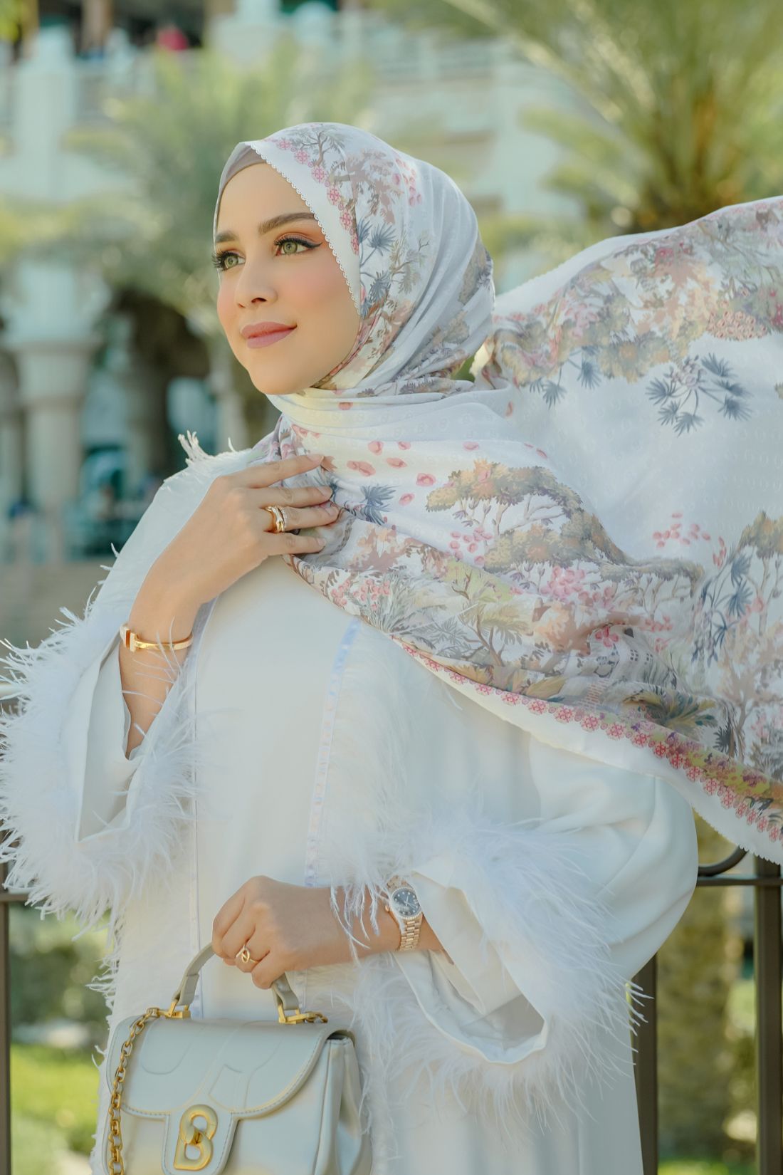 Al Qasr Satin Shawl - Pearl
