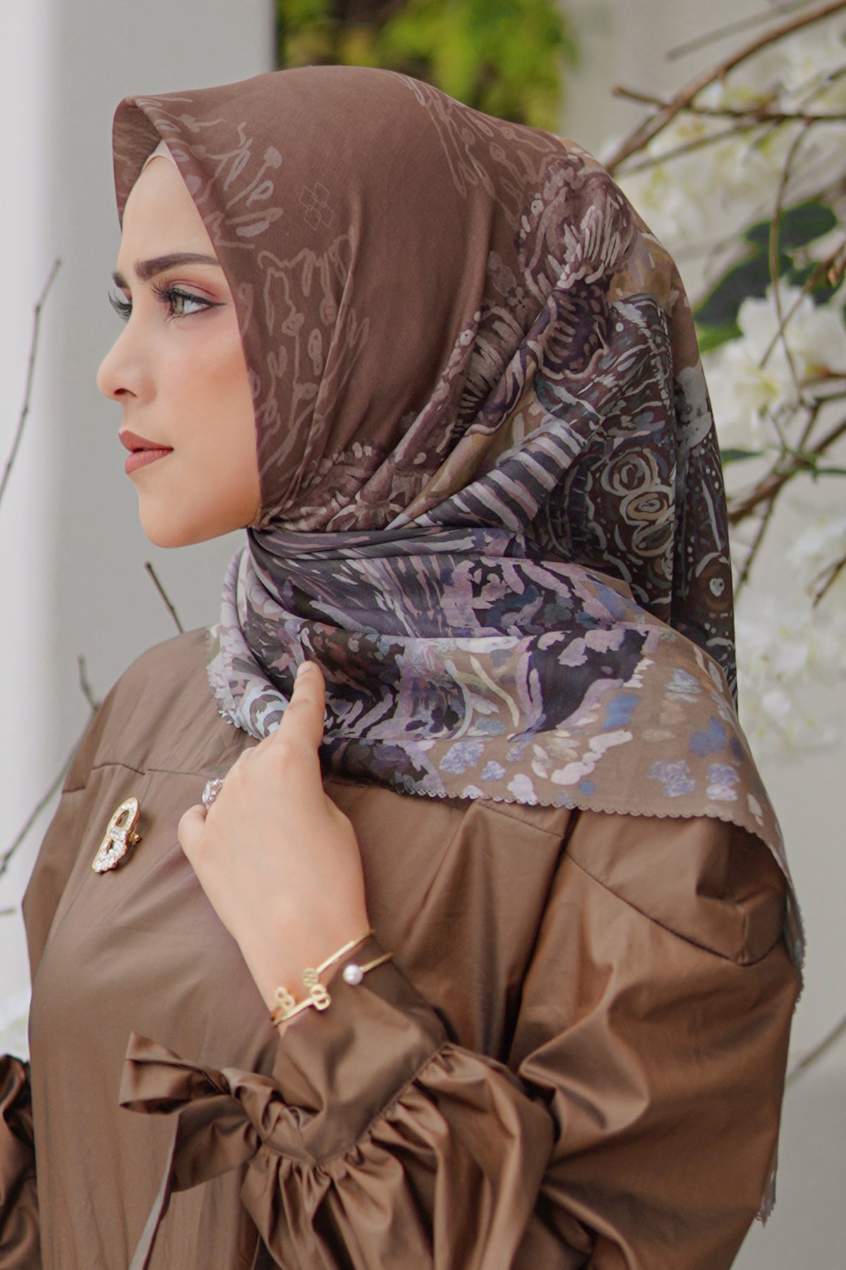 The Farsha Voal Square - Rustic Brown