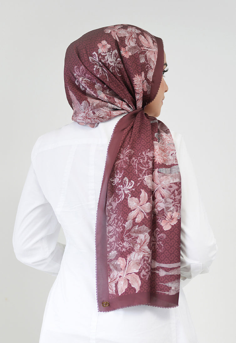 The Malaya Satin Shawl - Burgundy