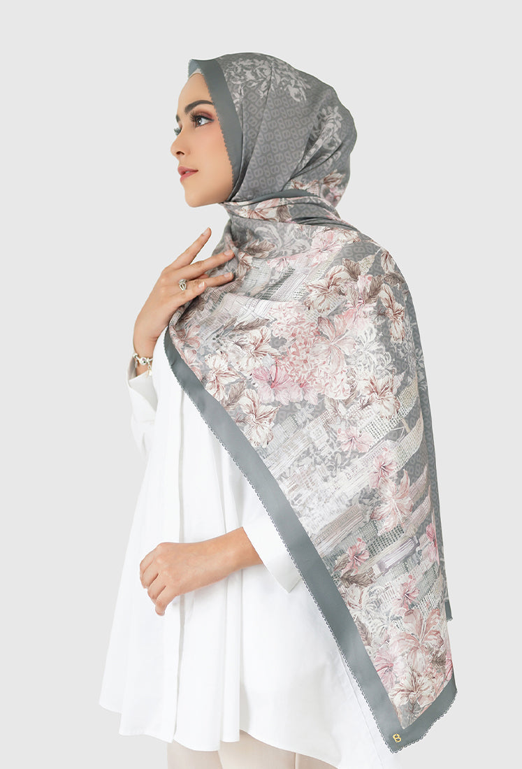 The Malaya Satin Shawl - Gray