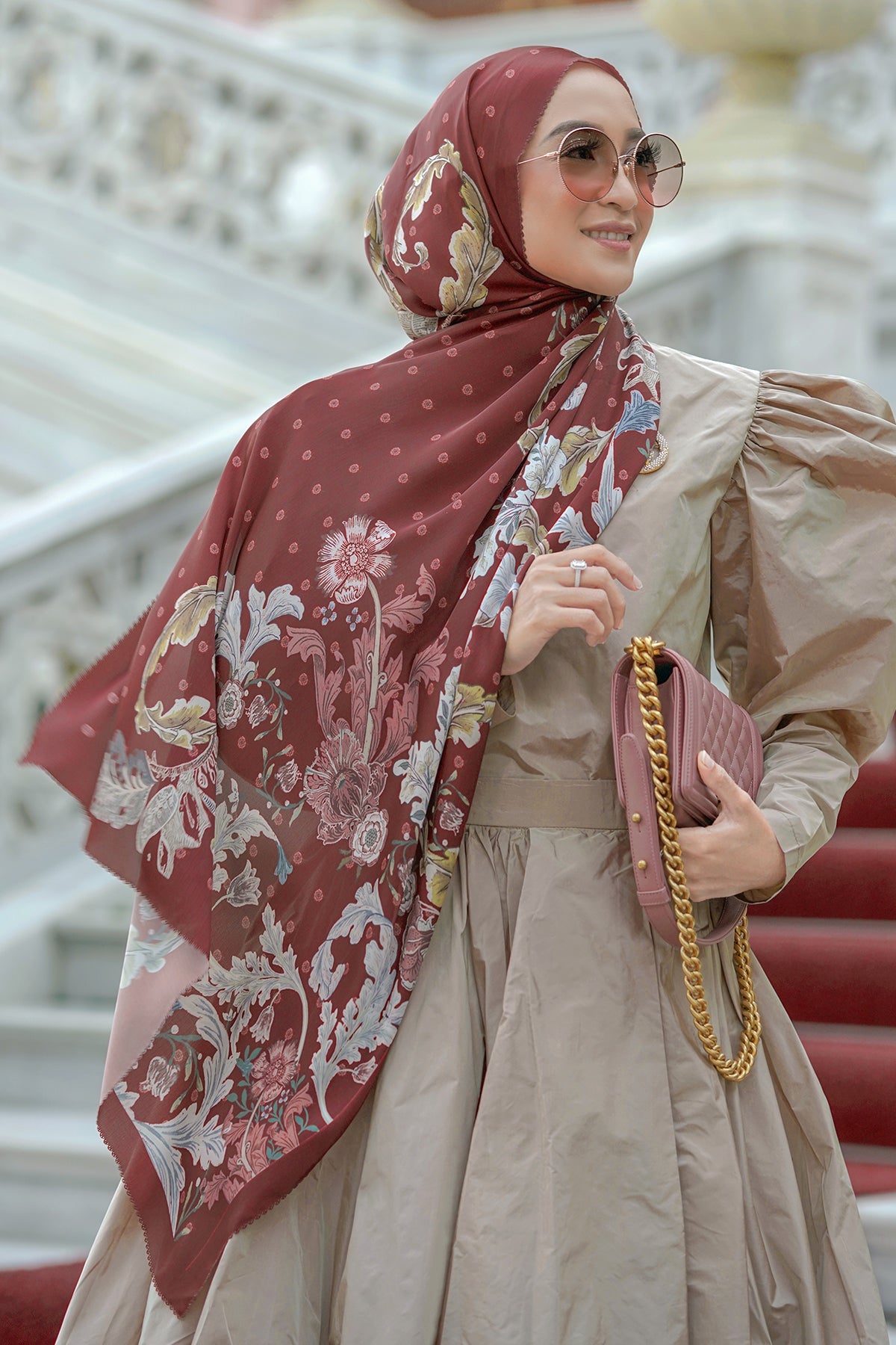 The Royale Satin Shawl - Maroon