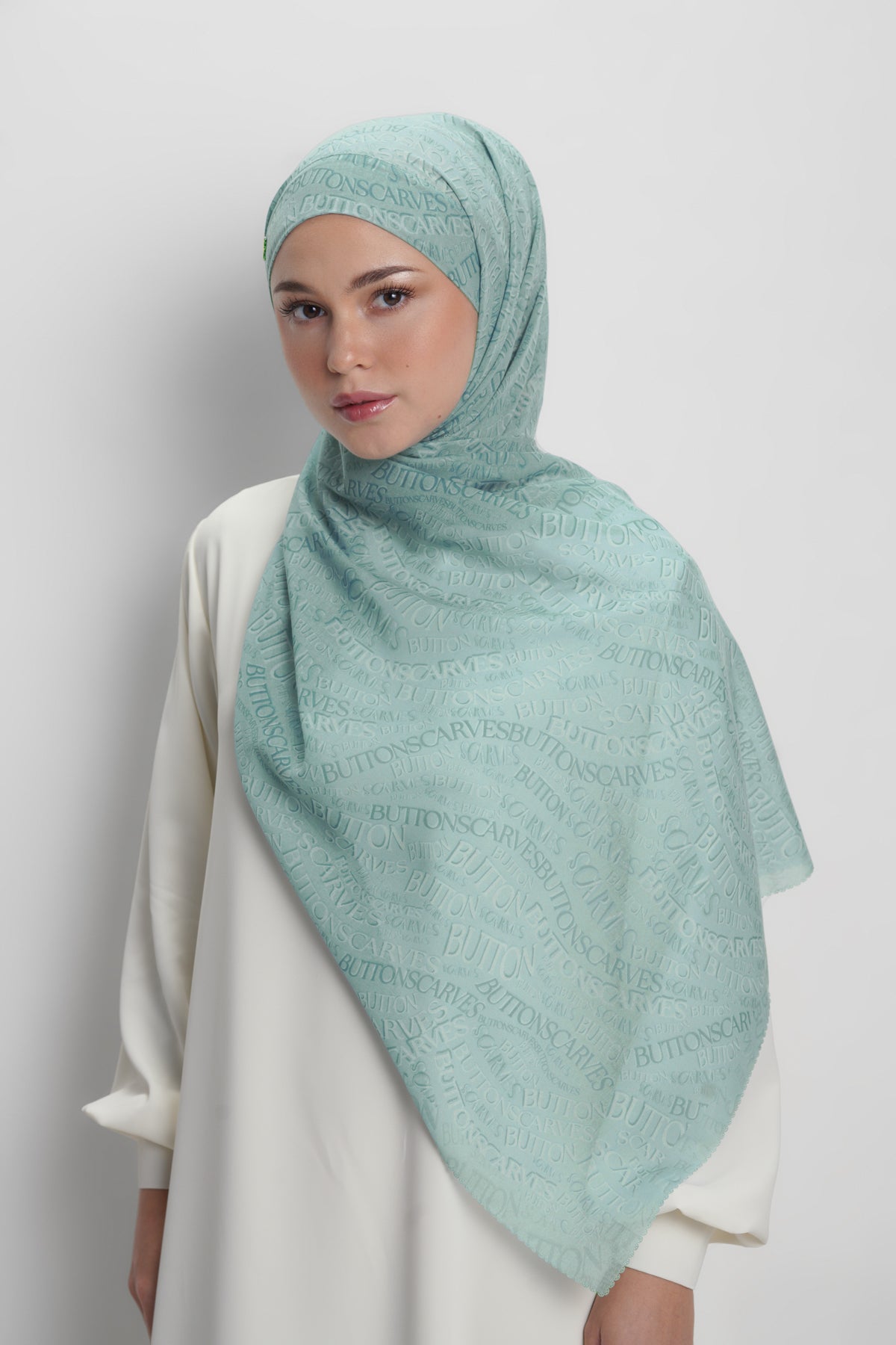 Waves Monogram Tie Back Shawl - Turquoise