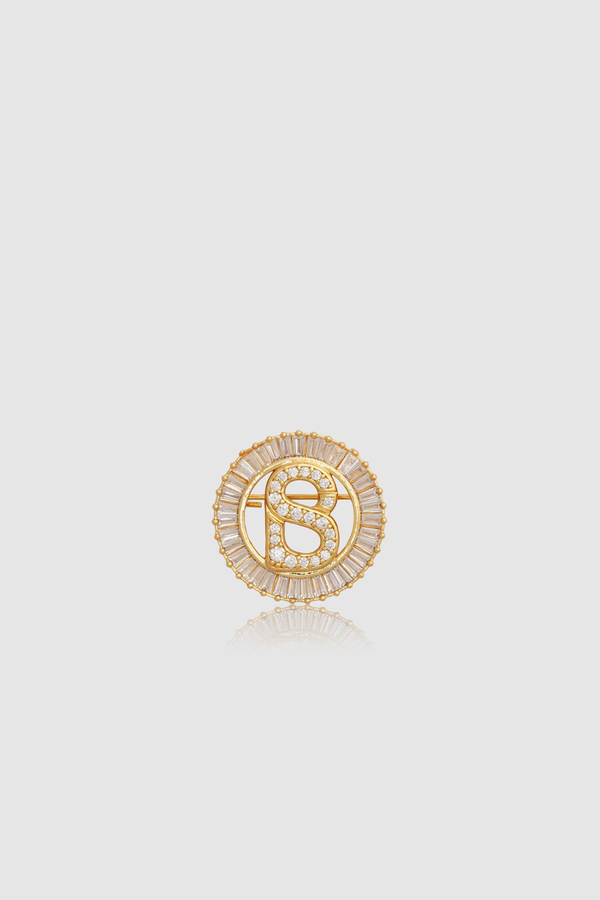 Petite Crystal Round Brooch - Gold