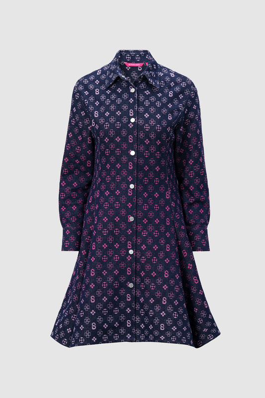 Monogram Denim Tunic - Fuchsia