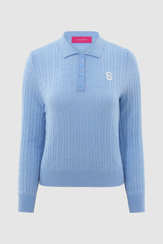 Everyday Knit Half Button - Blue