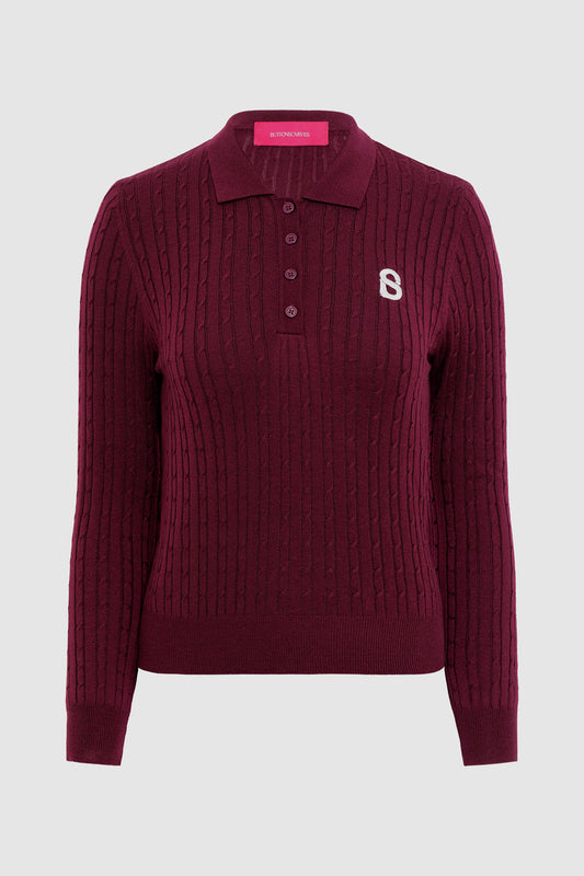 Everyday Knit Half Button - Maroon