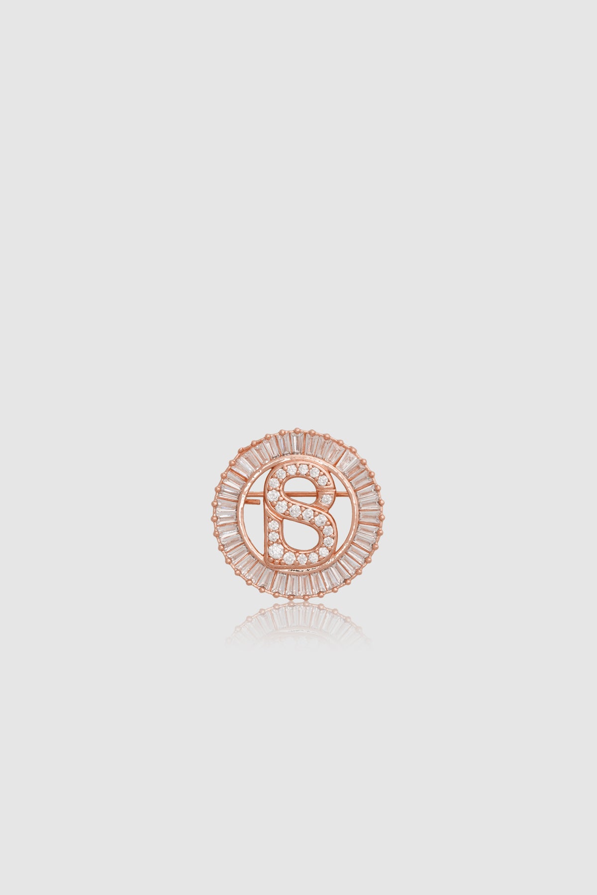 Petite Crystal Round Brooch - Rose Gold
