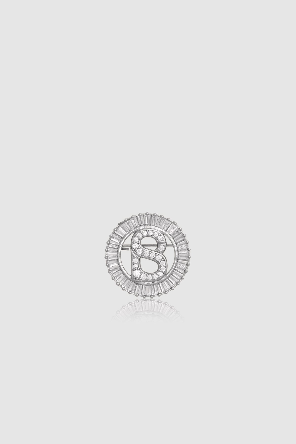 Petite Crystal Round Brooch - Silver