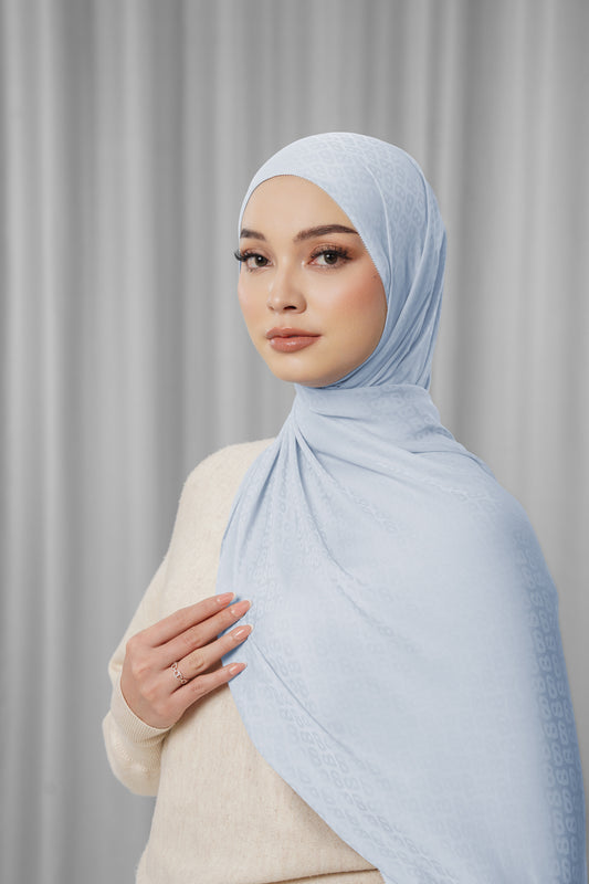 Tapis Satin Jacquard Shawl - Zen Blue