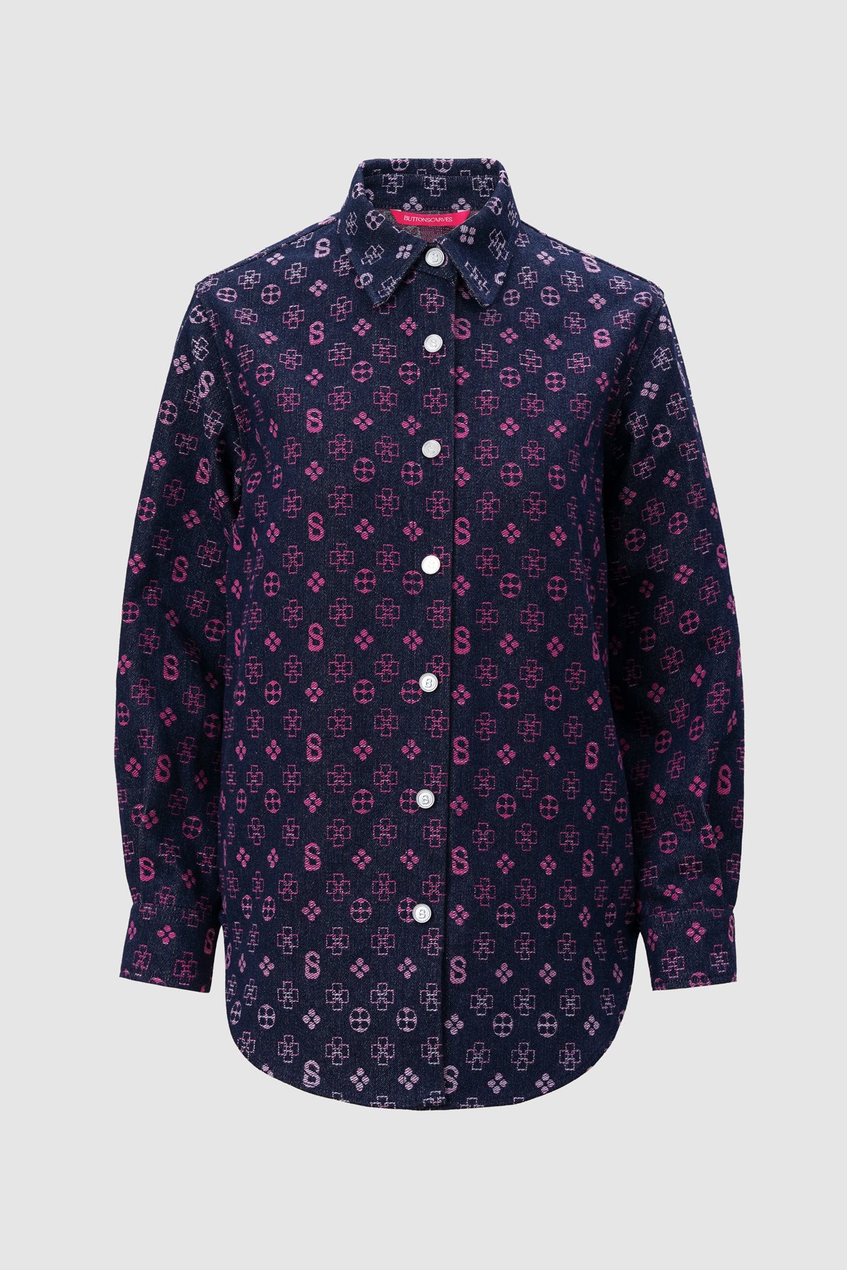 Monogram Denim Shirt - Fuchsia
