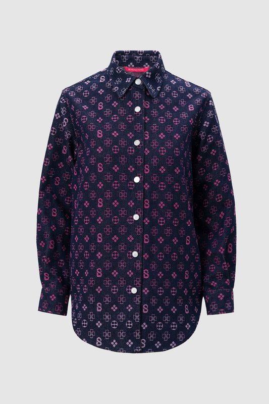 Monogram Denim Shirt - Fuchsia