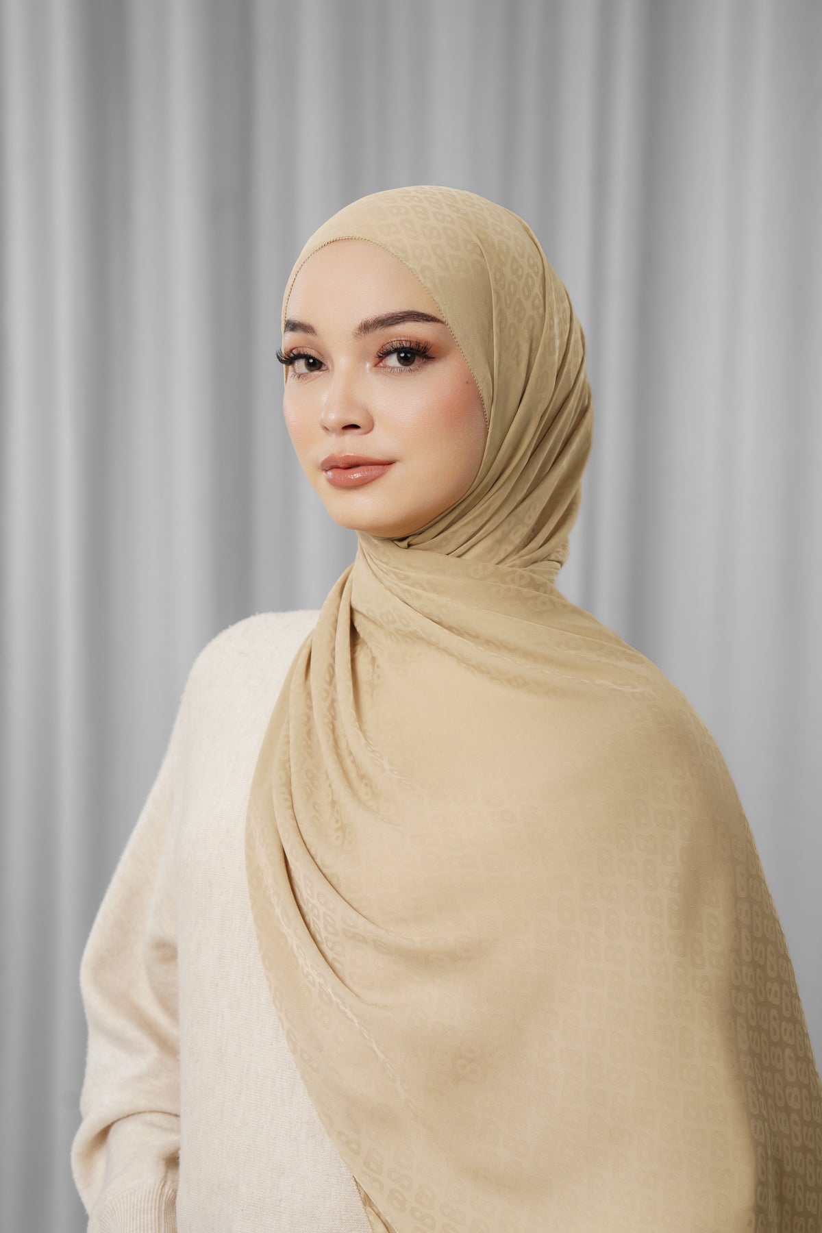 10666345824568-Tapis Satin Jacquard Shawl - Travertine