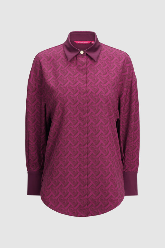 Bimu Monogram Overshirt - Maroon