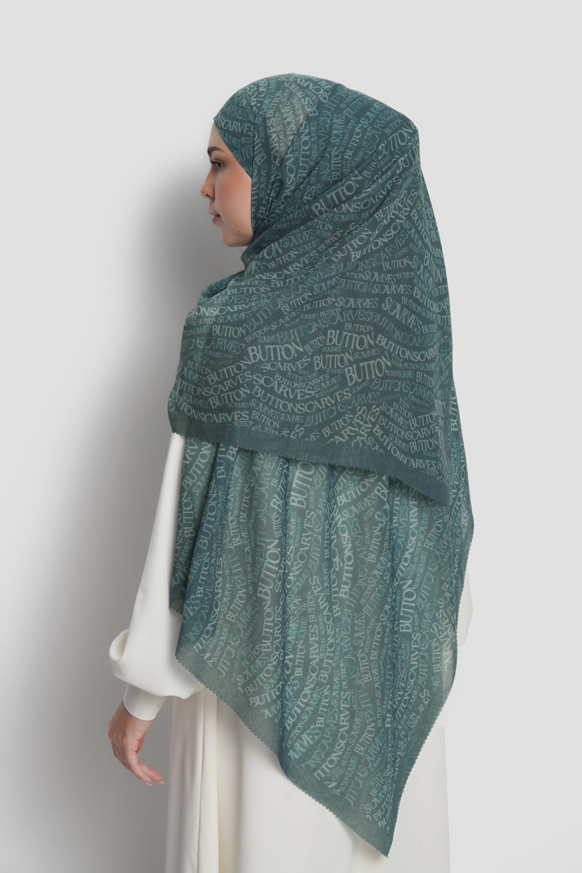 Waves Monogram Tie Back Shawl - North Sea