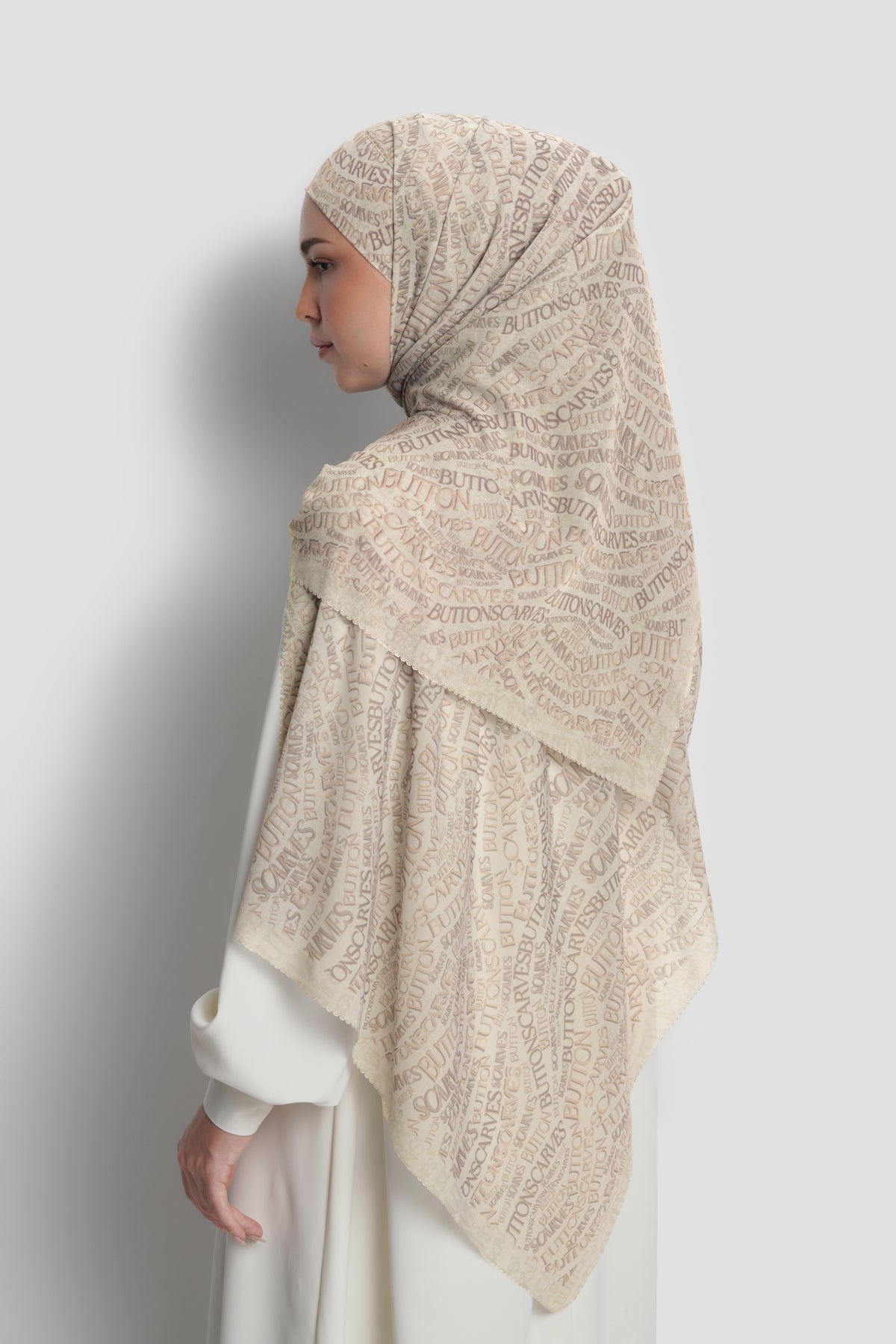 Waves Monogram Tie Back Shawl - Sandshell