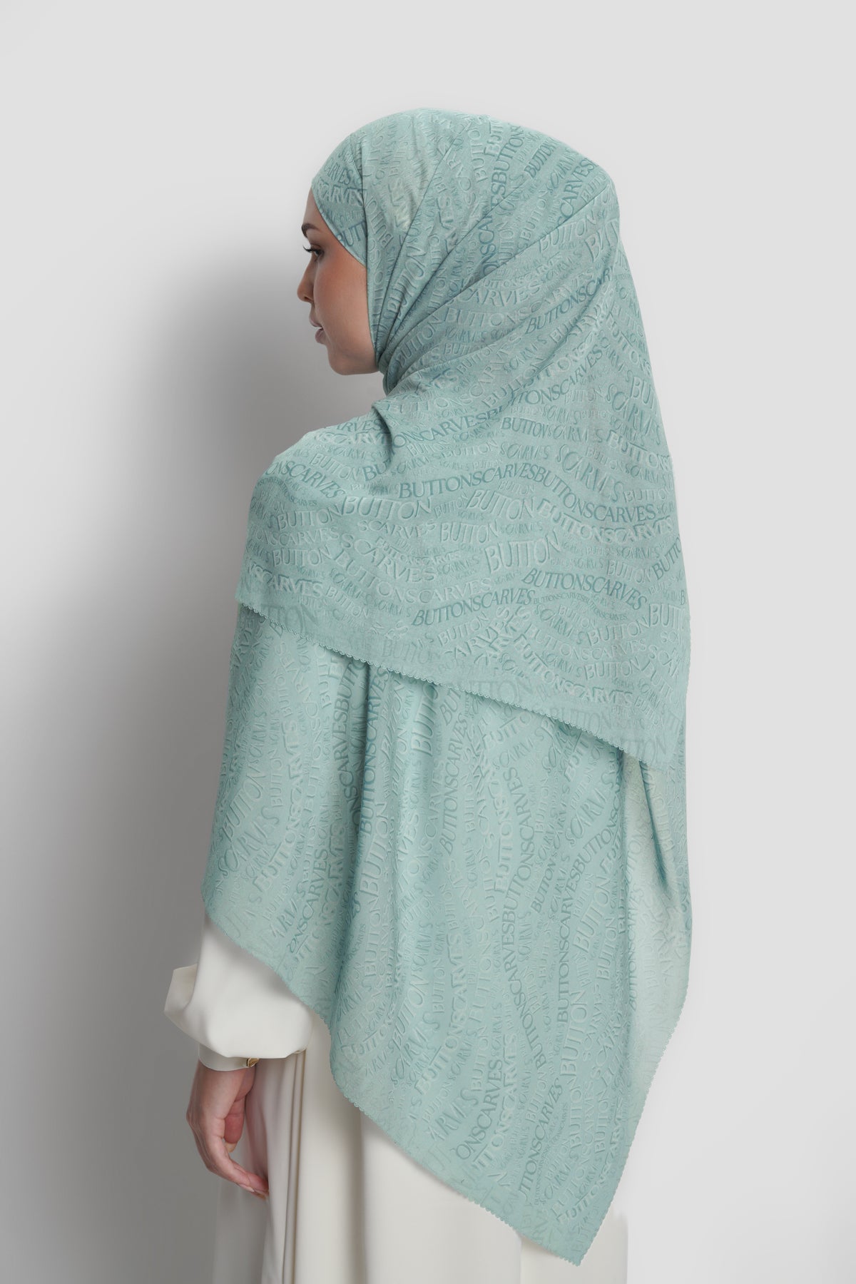 Waves Monogram Tie Back Shawl - Turquoise