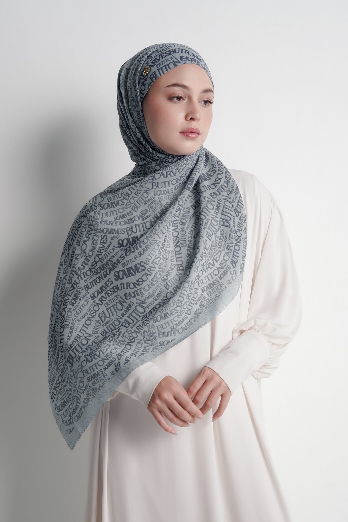 Waves Monogram Tie Back Shawl - Endless Sky