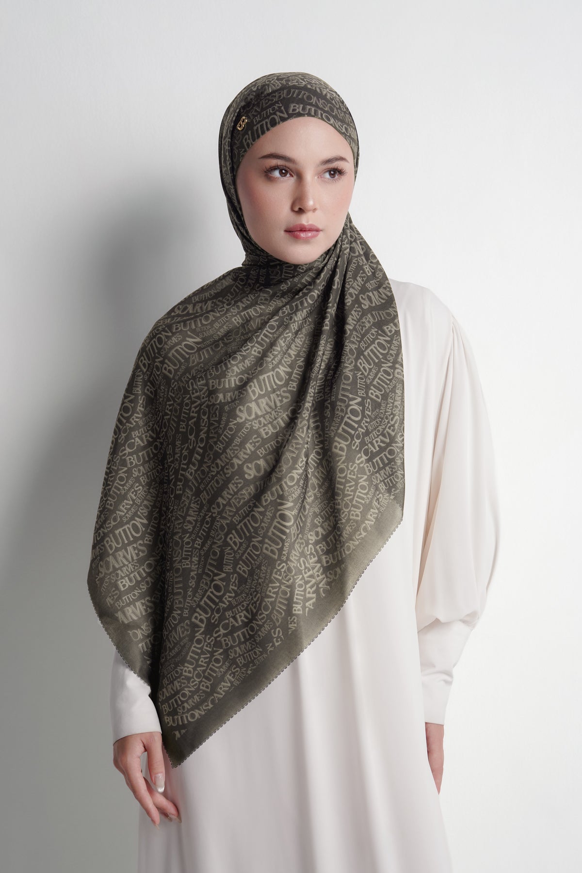 Waves Monogram Tie Back Shawl - Seal Brown