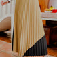 Kila Two Tone Pleated Skirt - Black Tan