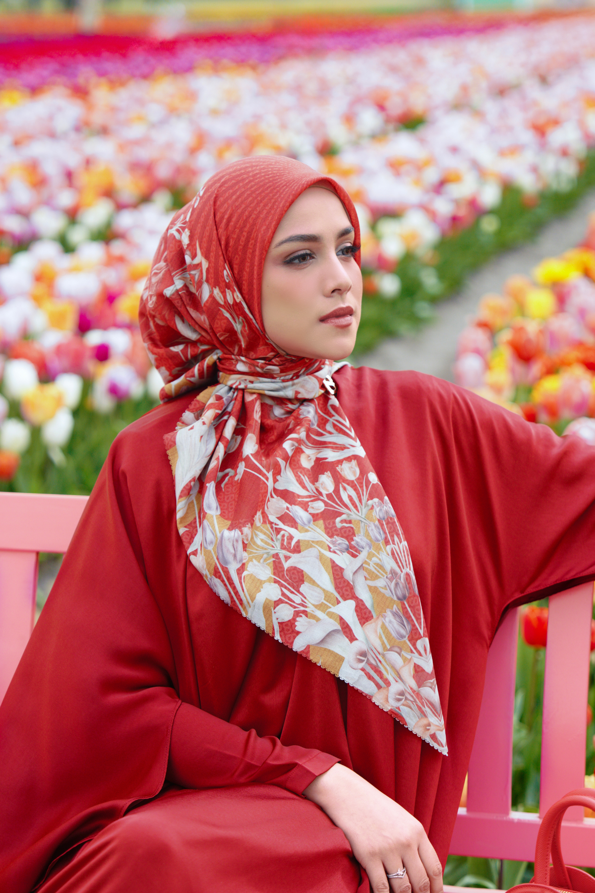 Tulip Voile Square - Cherry